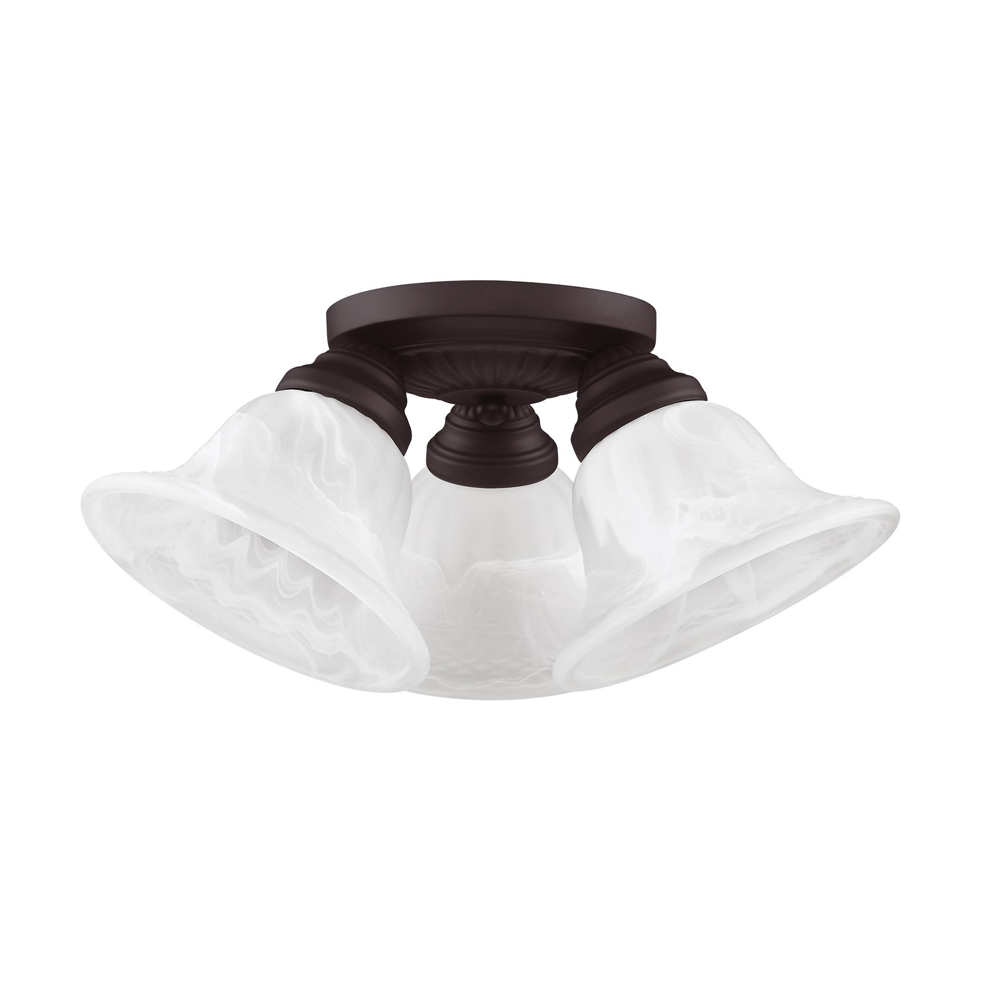 Shown in Bronze finish and White Alabaster glass