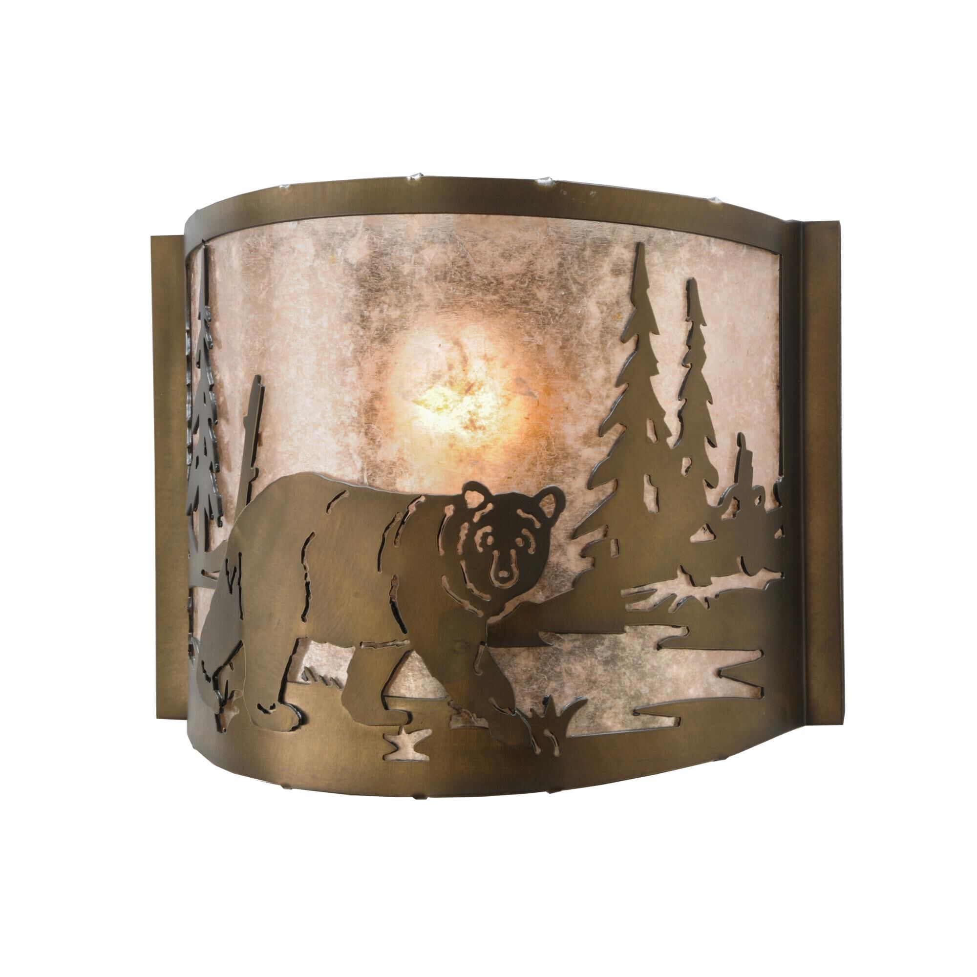Northwoods Bear At Lake 12 Inch Wall Sconce by Meyda Lighting
