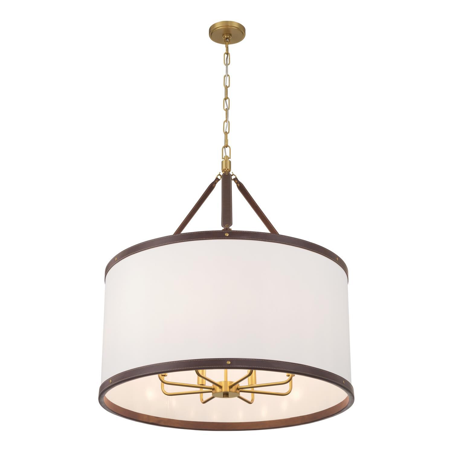 Shown in Luxe Gold finish and Fabric glass and Fabric shade