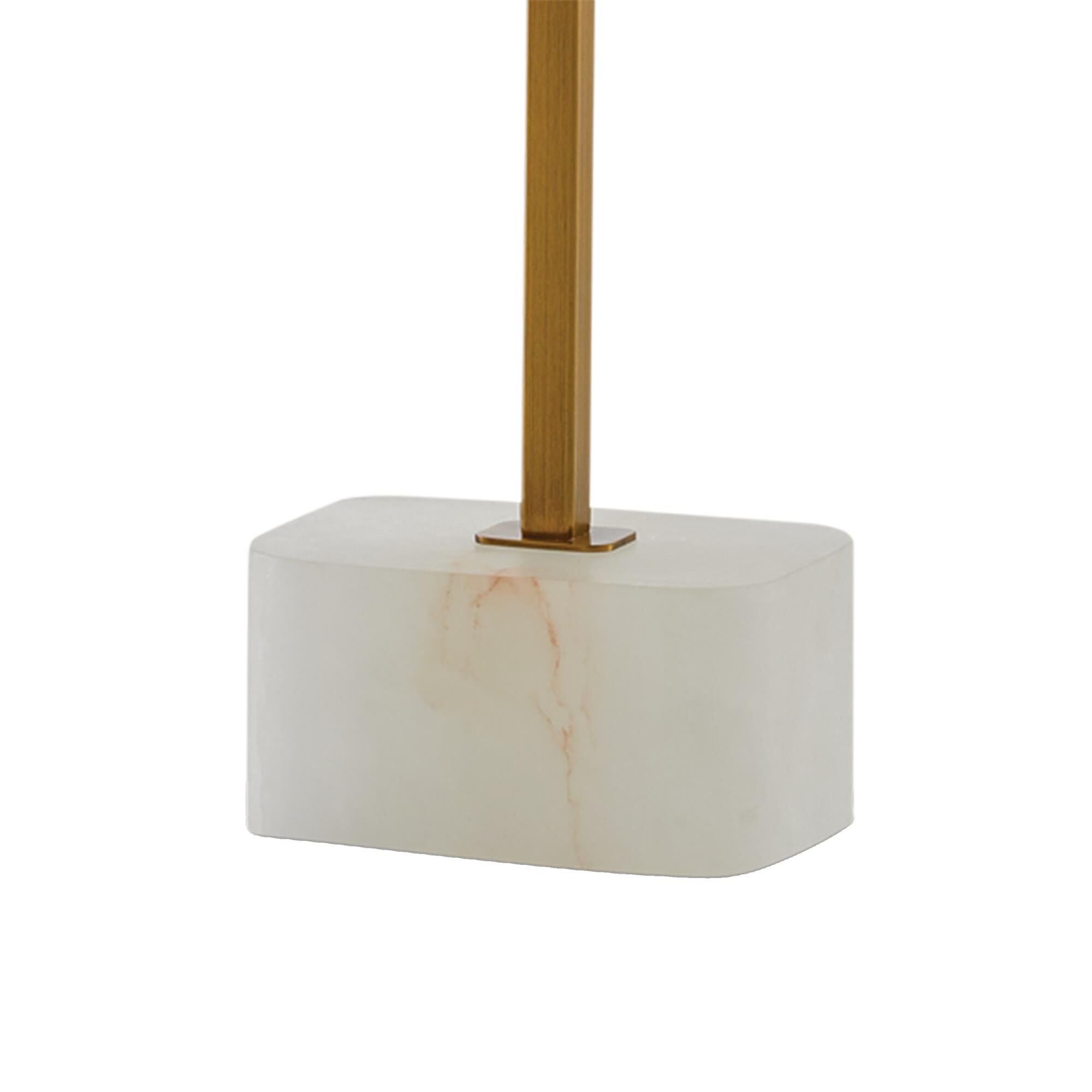 Shown in Natural/Antique Brass finish and Included shade