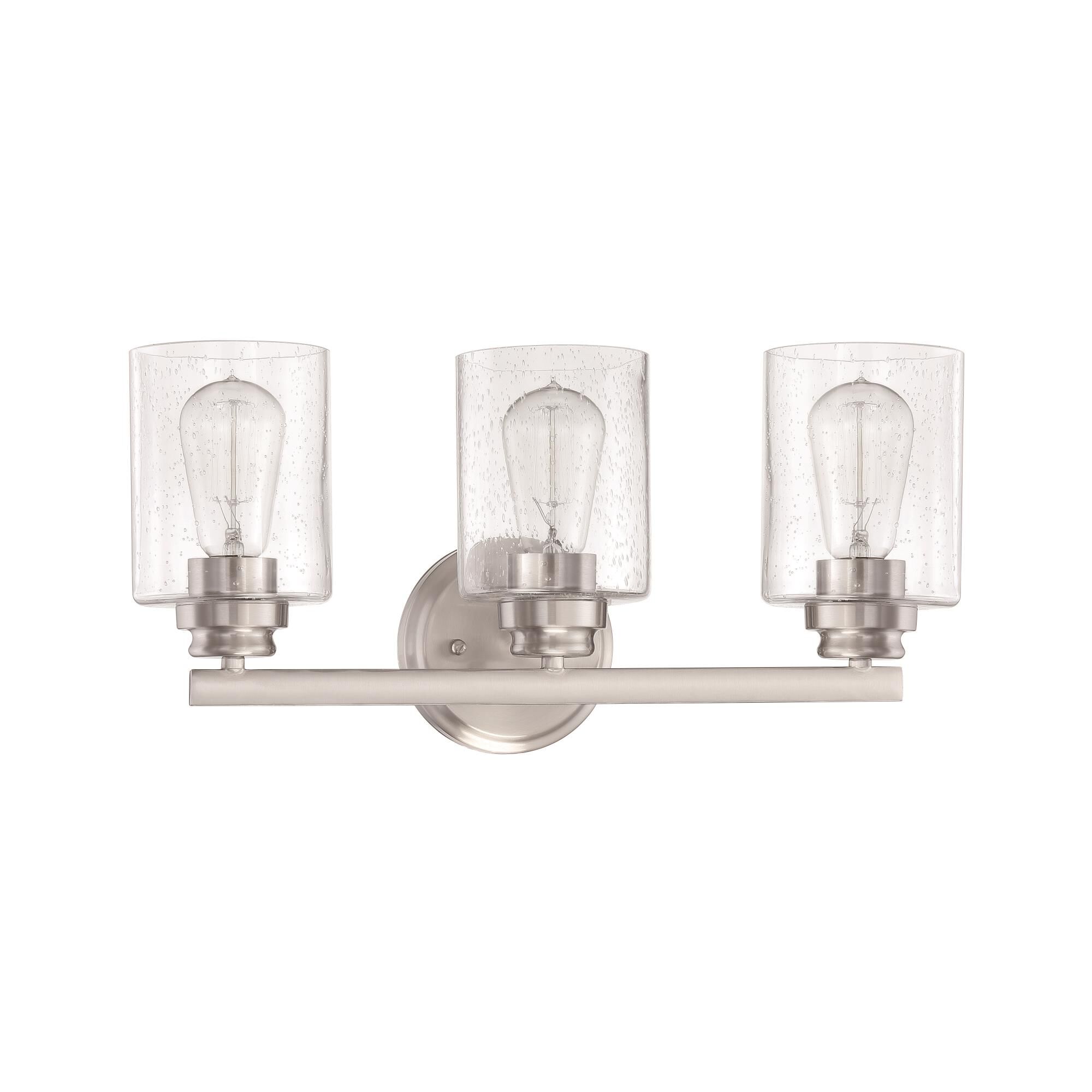 Shown in Brushed Polished Nickel finish and Clear Seeded glass and Glass shade