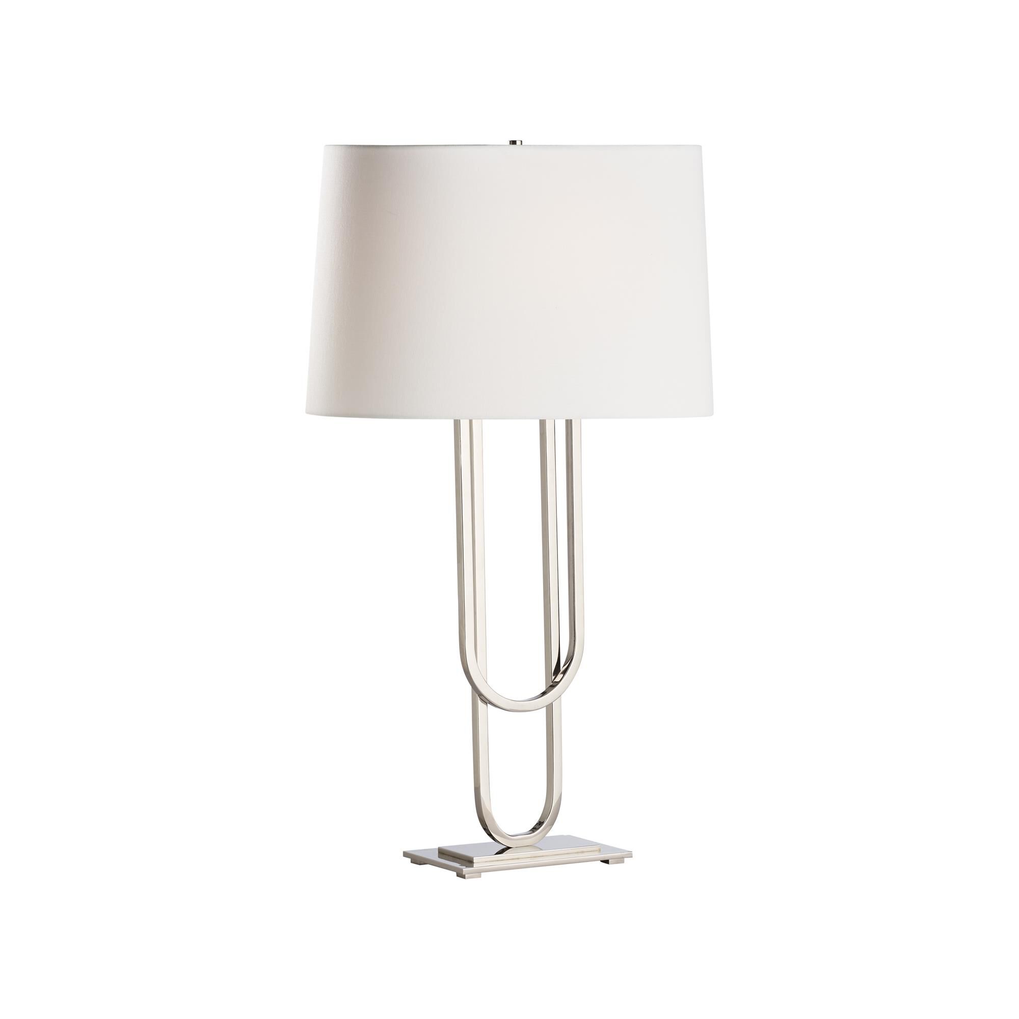 Shown in Silver finish and Linen shade