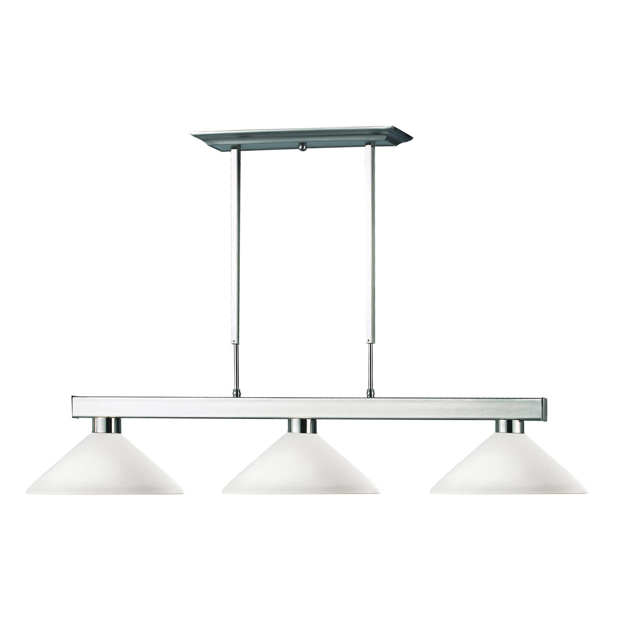 Shown in Brushed Nickel finish and Glass shade