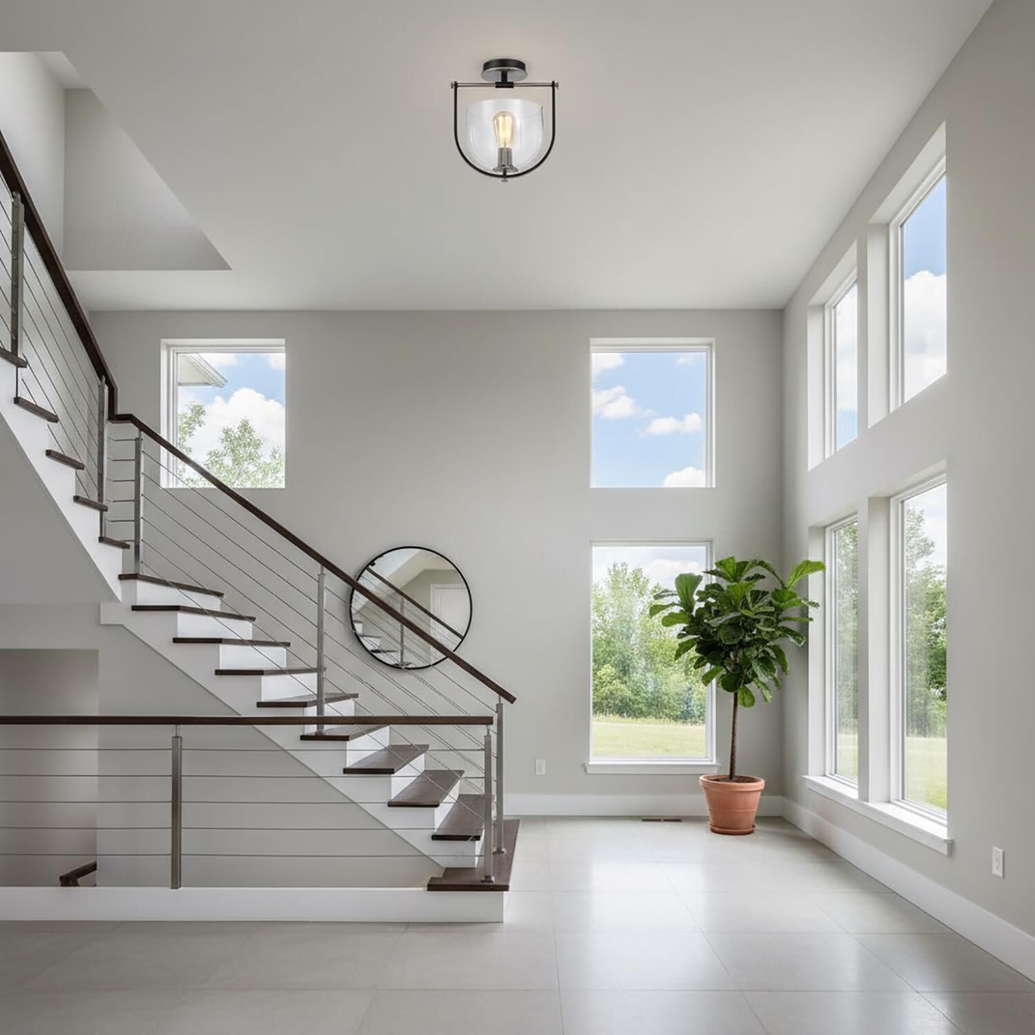 Shown in Black and Nickel finish and Clear glass