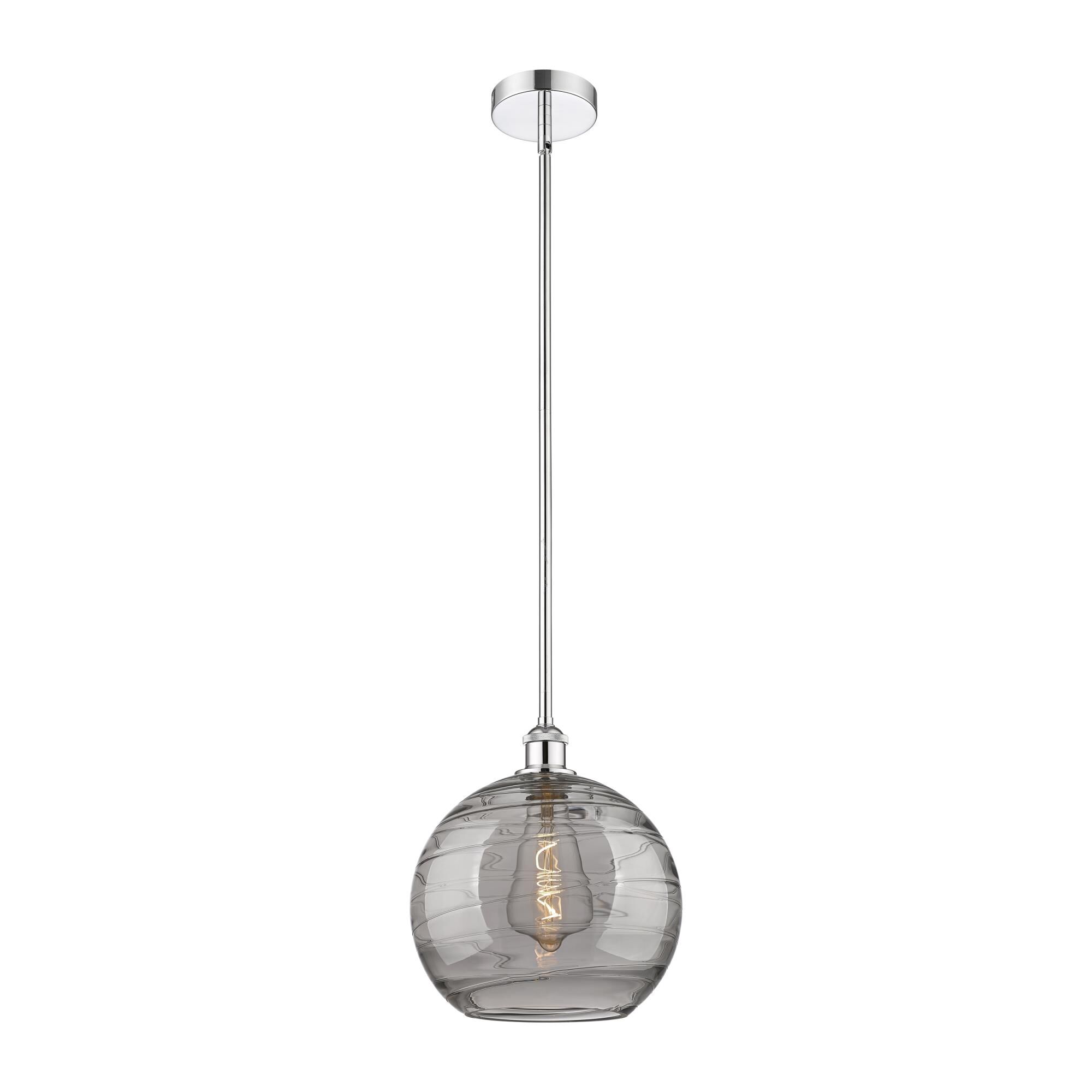 Shown in Polished Chrome finish and Light Smoke Deco Swirl glass