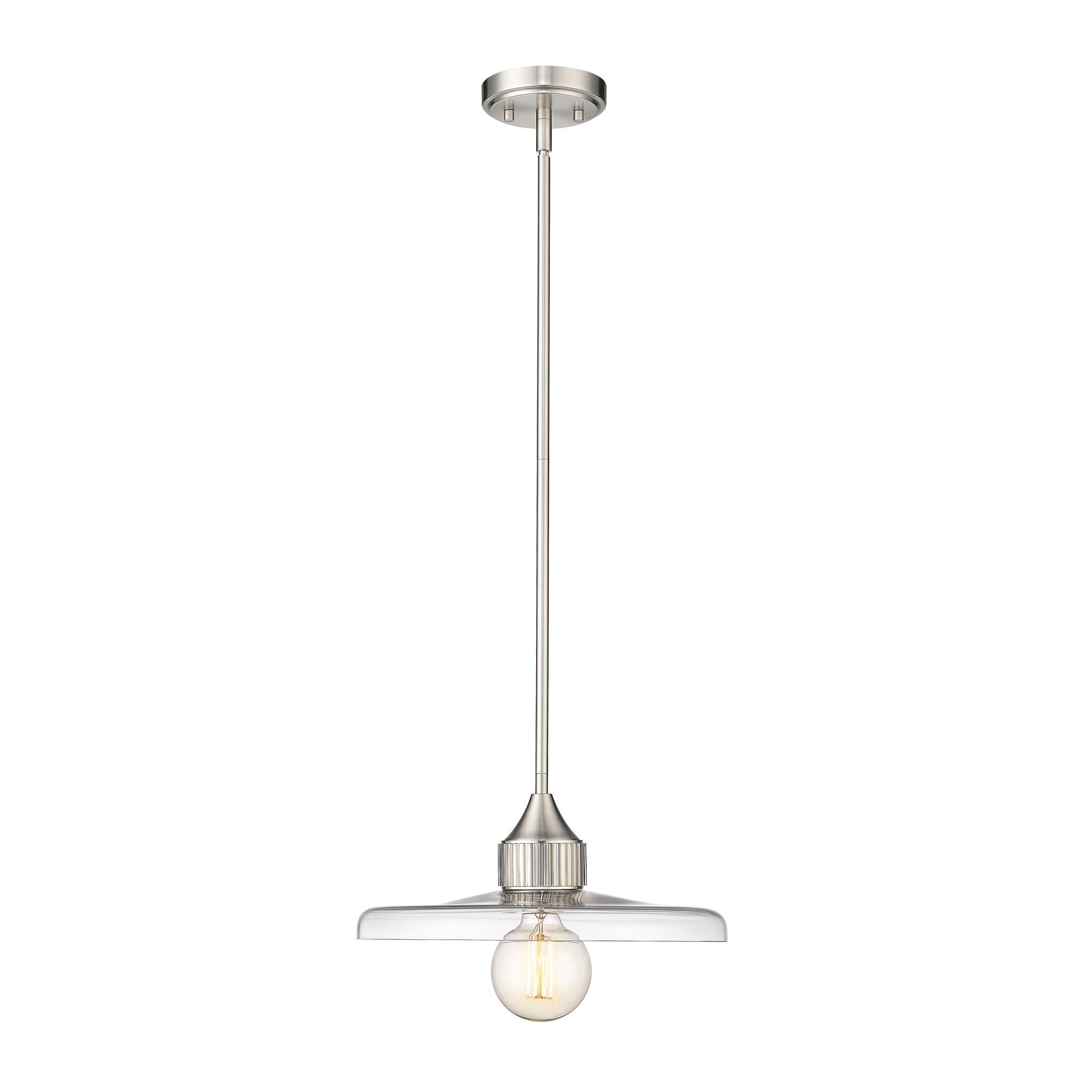 Shown in Brushed Nickel finish and Clear glass