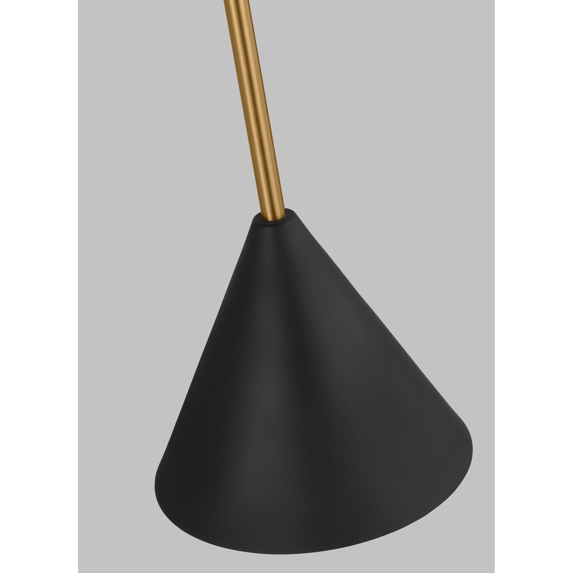 Shown in Midnight Black And Burnished Brass finish and Midnight BlackSteel shade