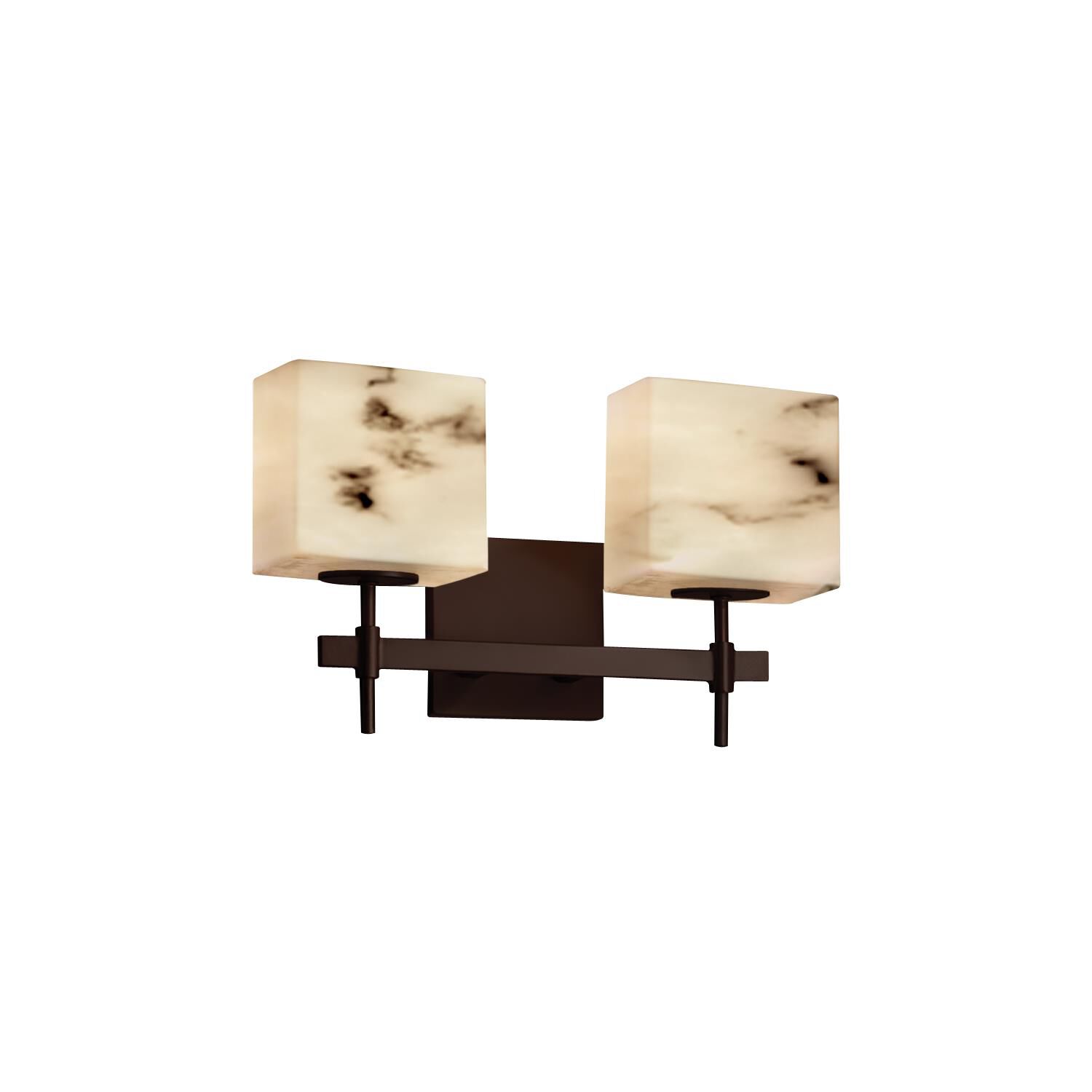 Shown in Dark Bronze finish and Faux Alabaster Resin glass and Rectangle accent