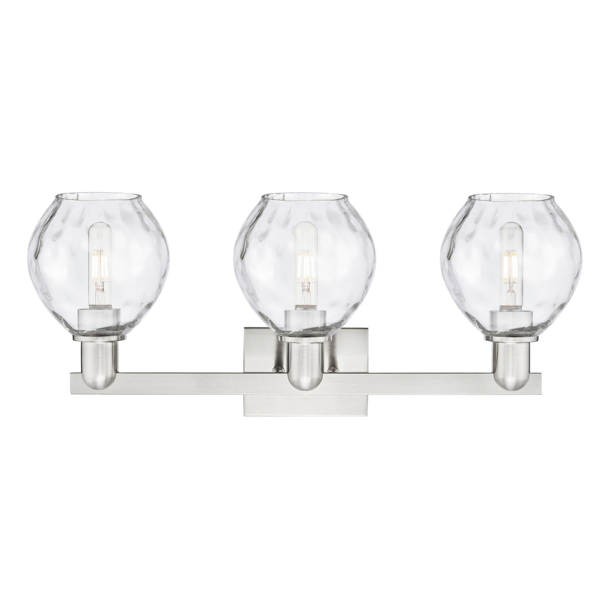 Shown in Brushed Satin Nickel finish and Clear glass