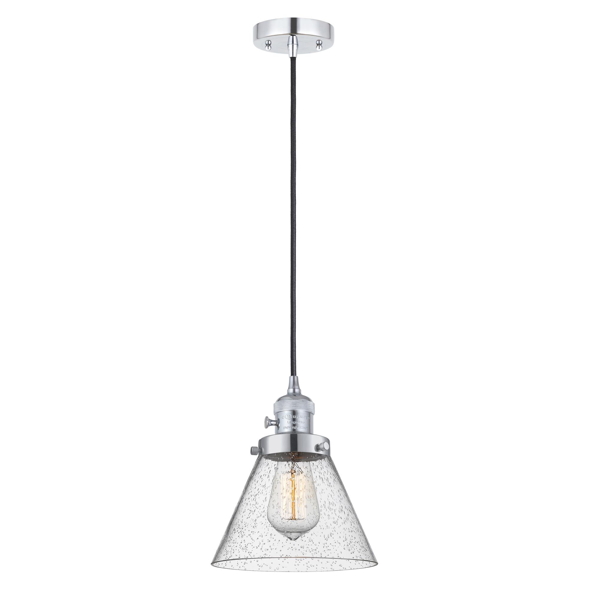 Shown in Polished Chrome finish and Seedy glass