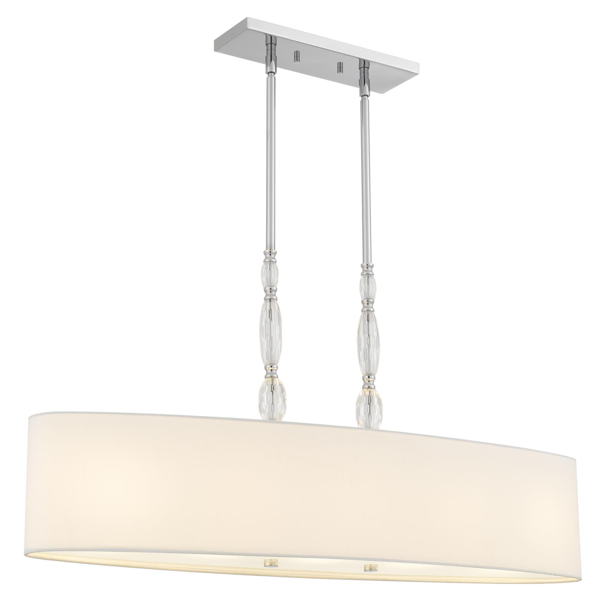 Shown in Polished Chrome finish and White Linen Fabric shade