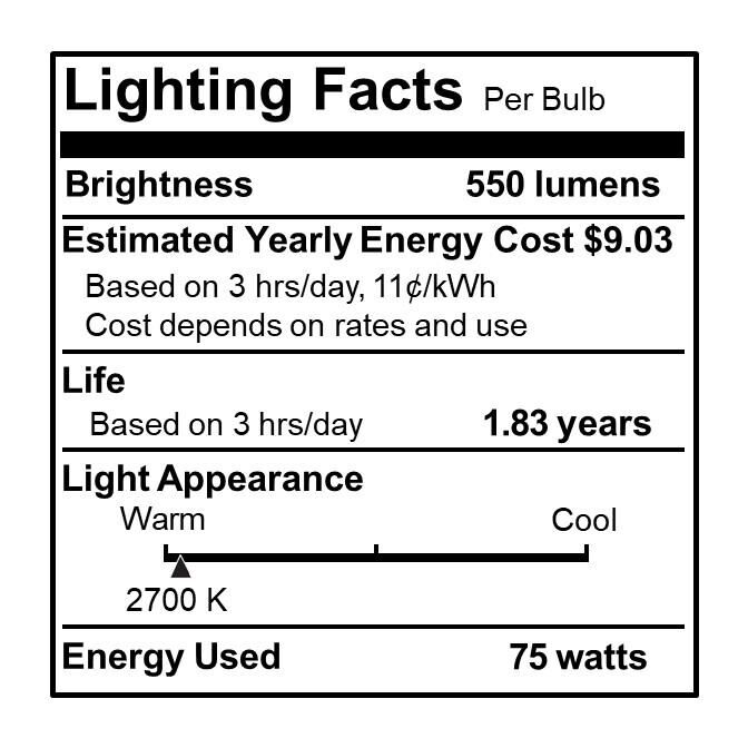 75 Watt 2700K T8 Incandescent Light Bulb,