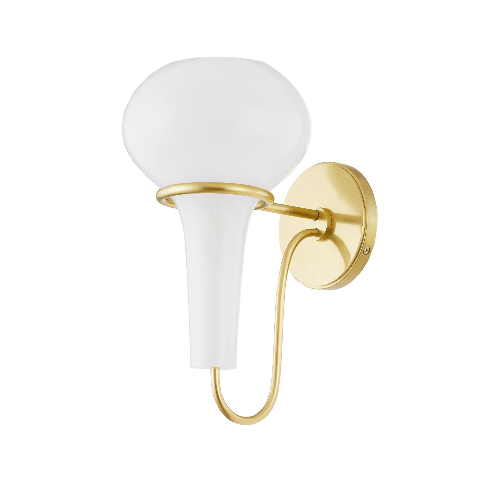 Shown in Aged Brass finish and Clear Cloud Glass shade