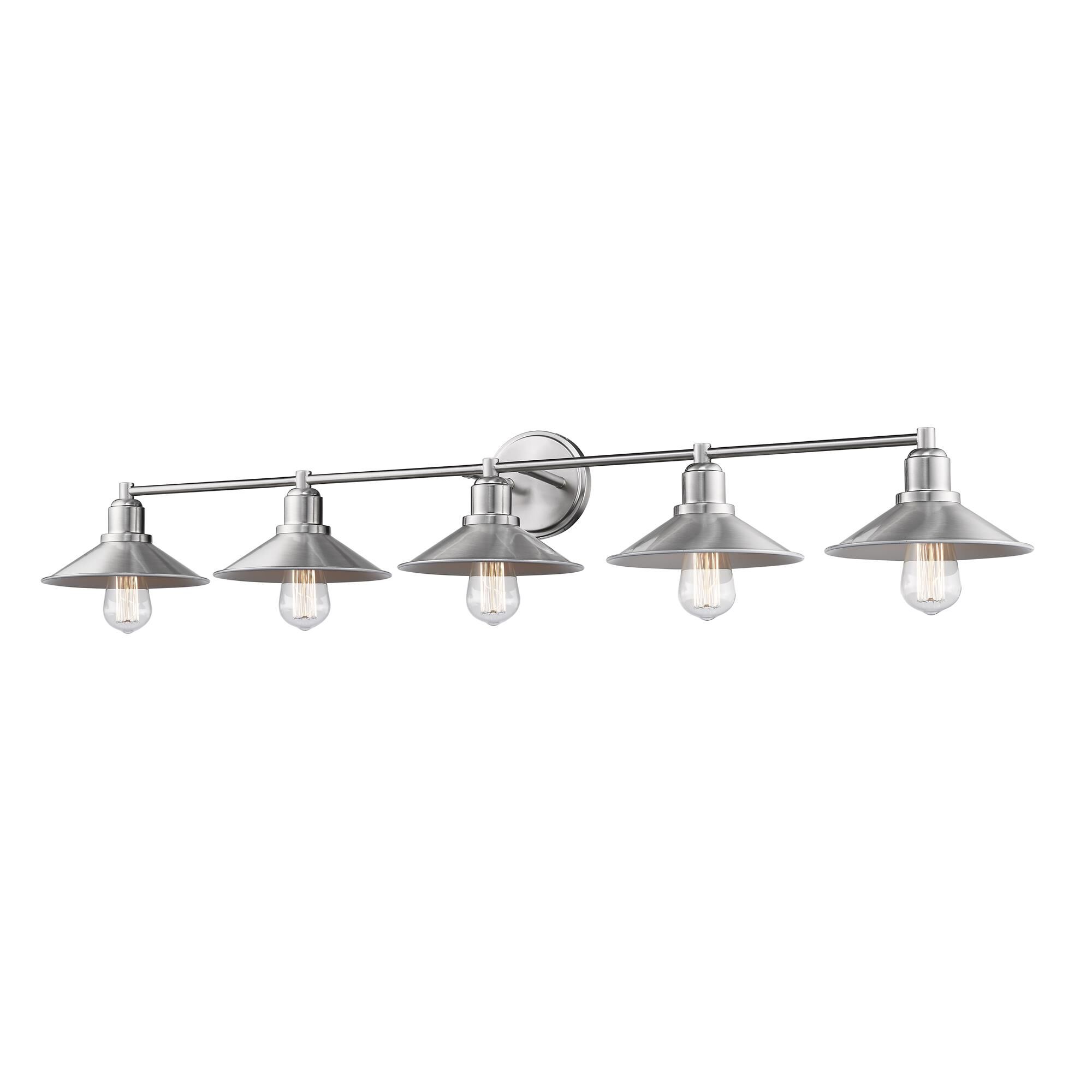 Shown in Brushed Nickel finish and Steel glass and Steel shade