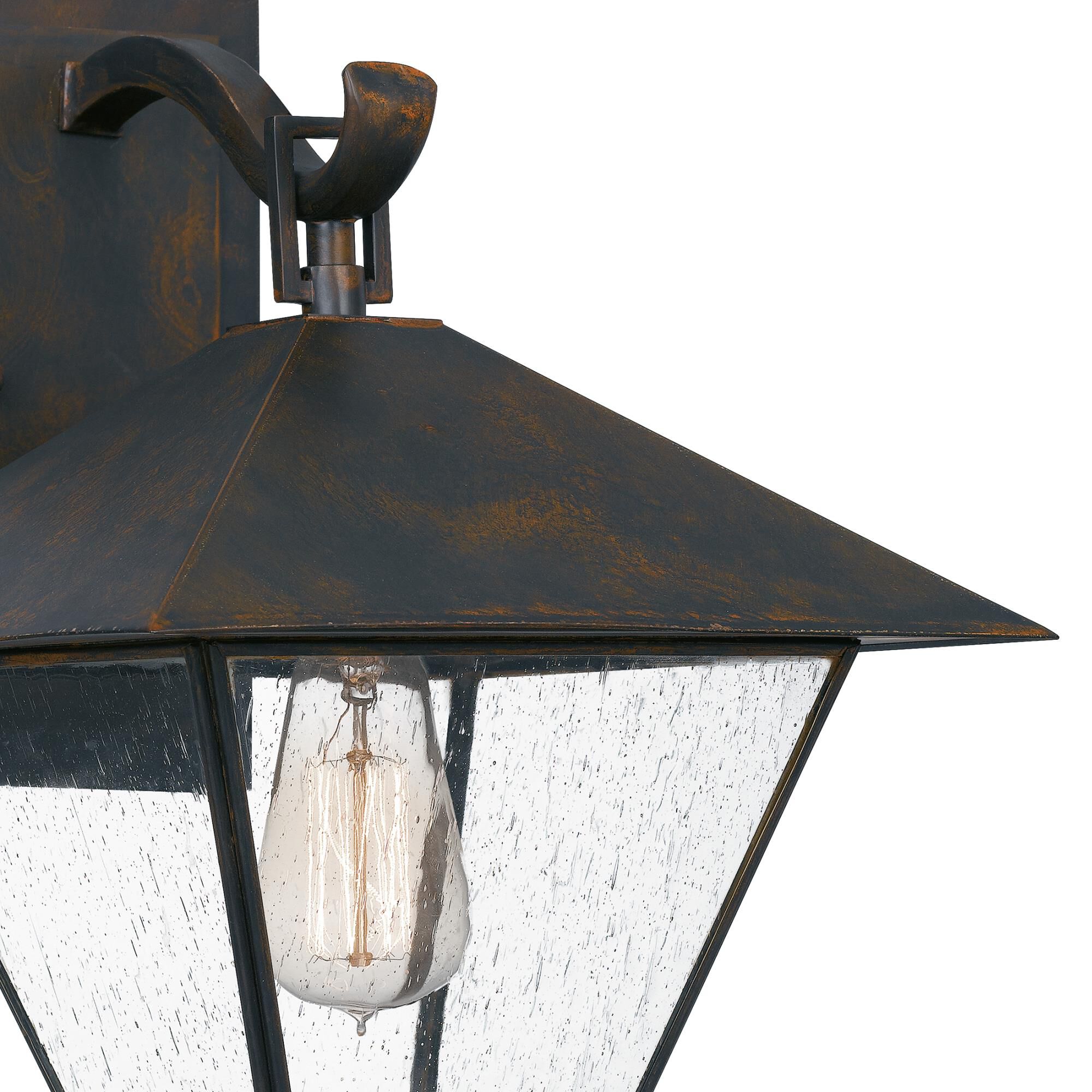 Shown in Industrial Bronze finish and Clear Seeded Glass shade