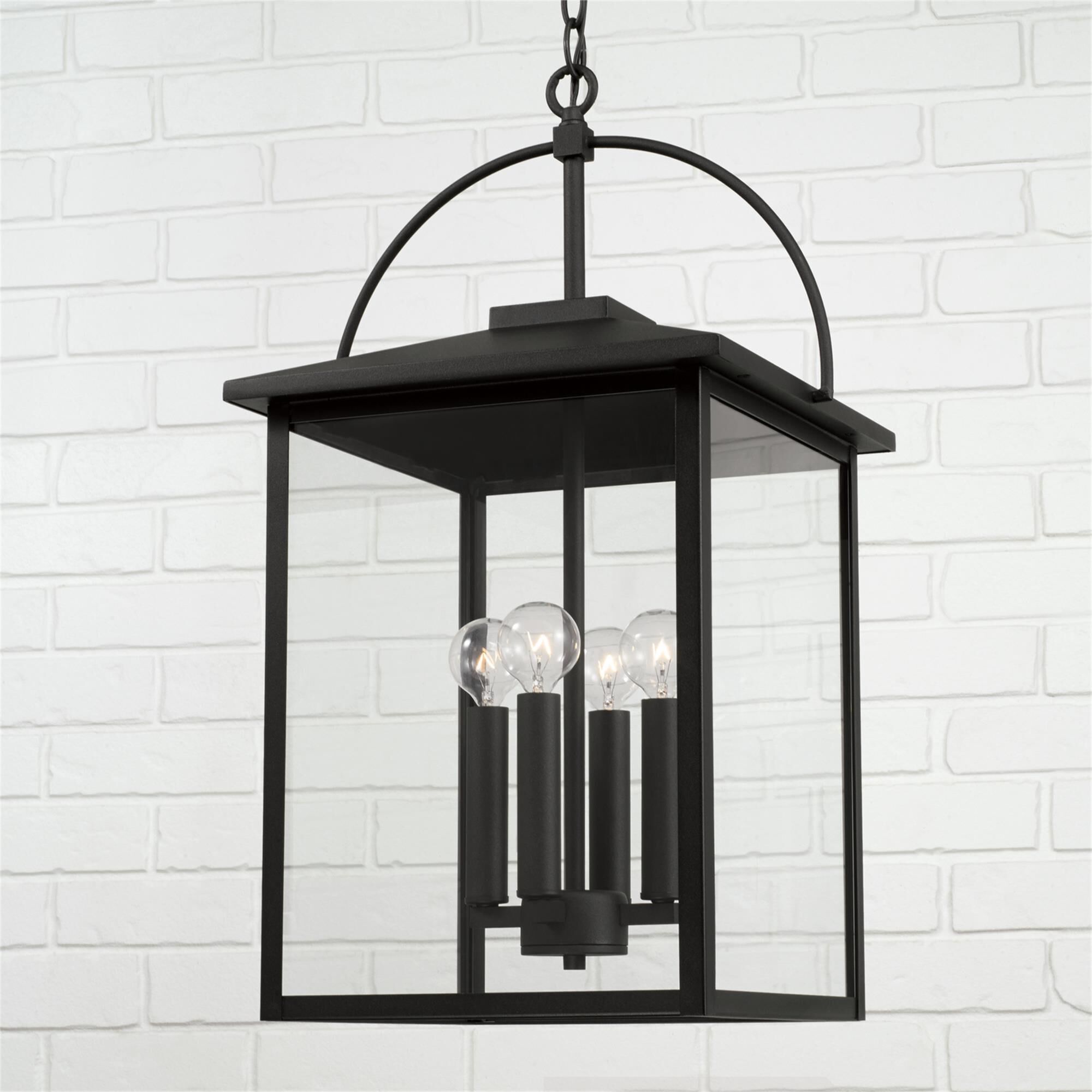 Shown in Black finish and Clear glass