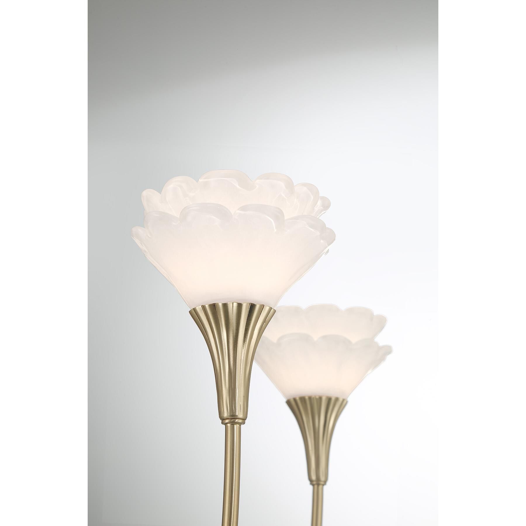 Shown in Noble Brass finish and White glass