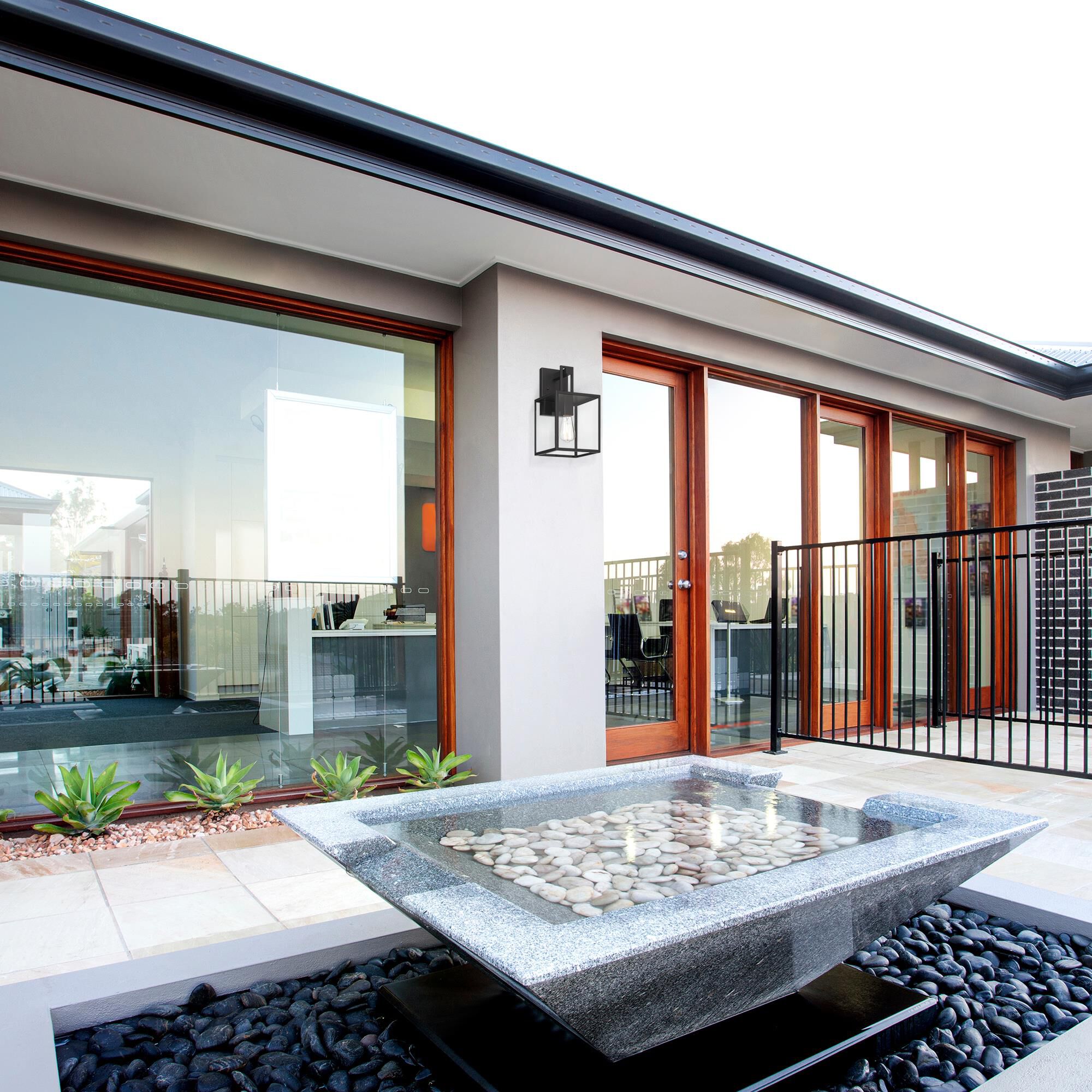 Shown in Matte Black finish and Clear glass