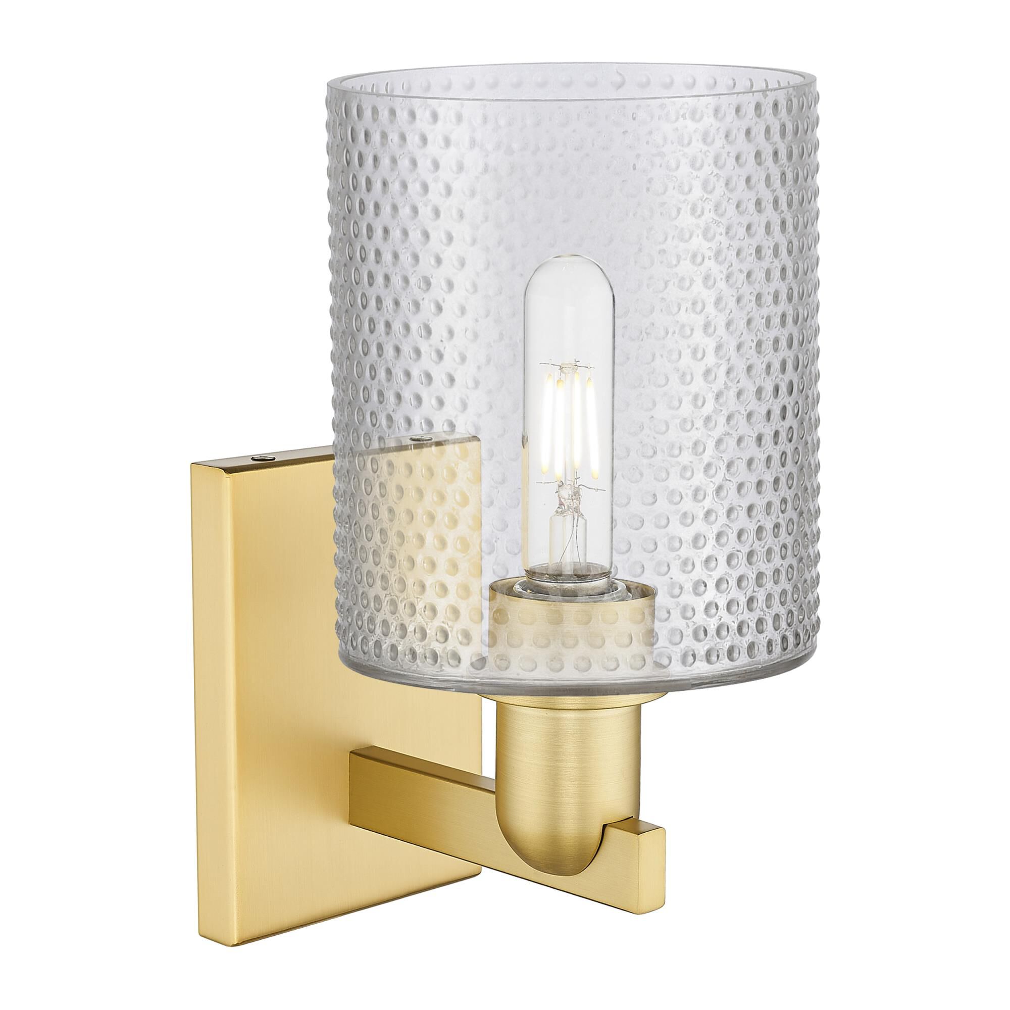 Shown in Satin Gold finish and Clear glass