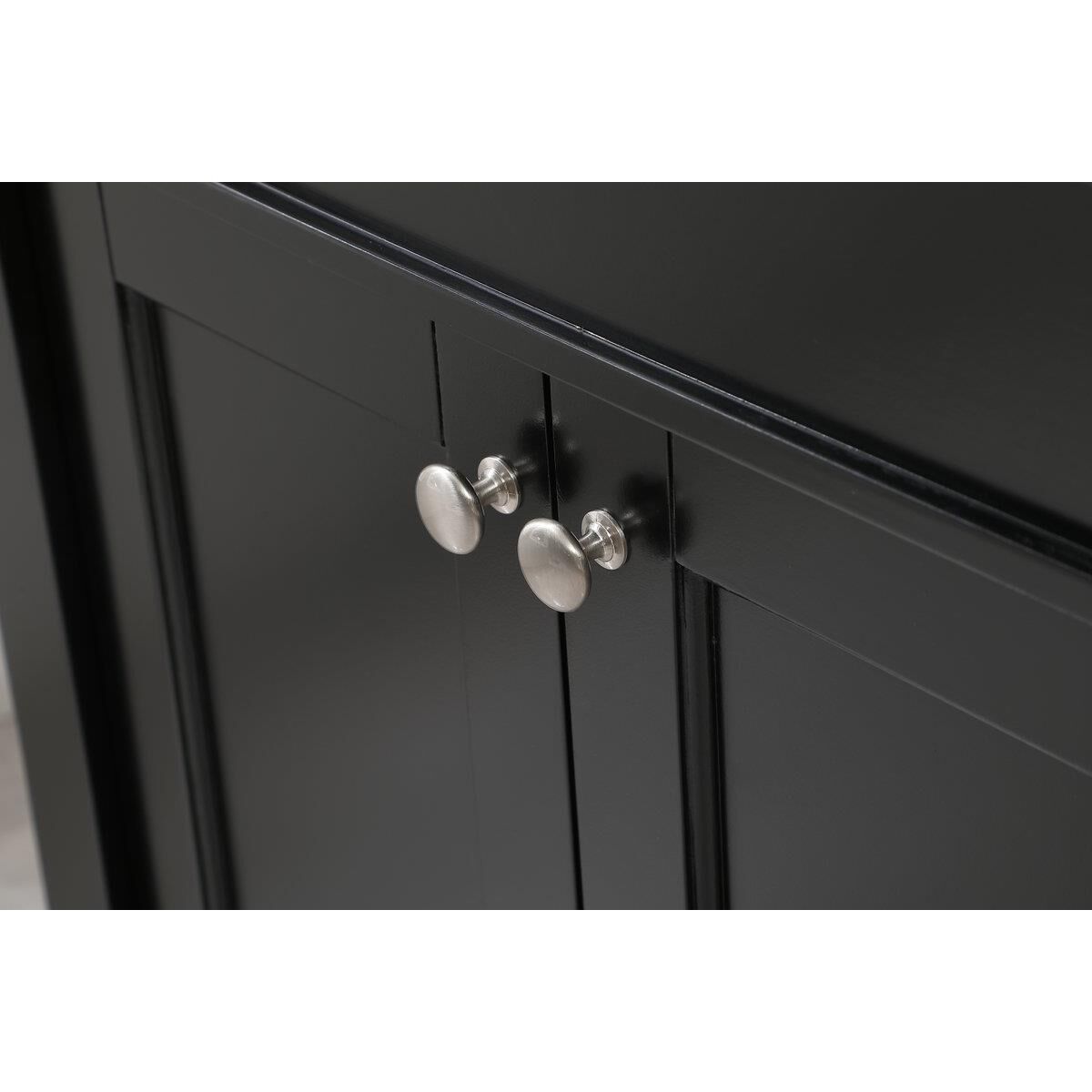 Shown in Black finish and Double Bathroom Vanity accent