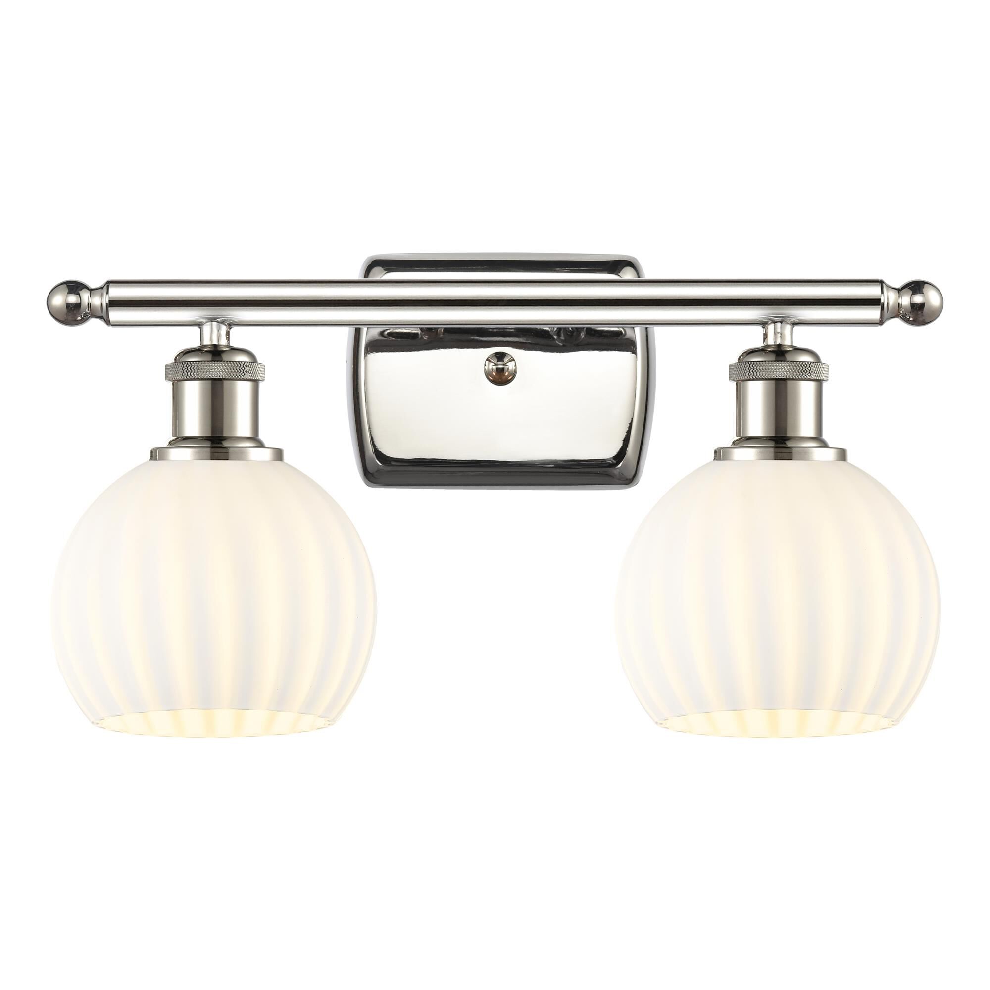 Shown in Polished Nickel finish and White Venetian glass