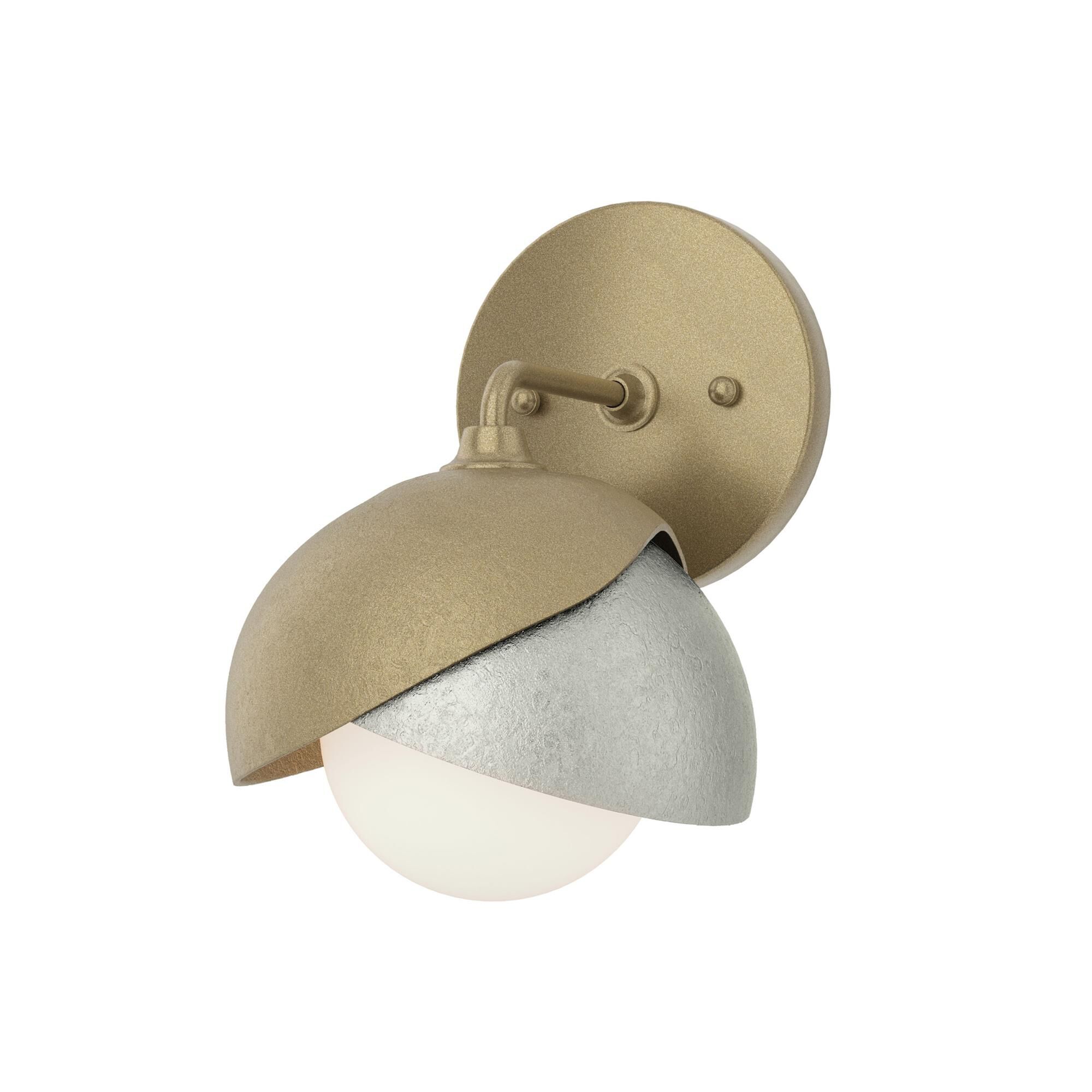 Shown in Soft Gold finish and Opal glass and Sterling (85) accent