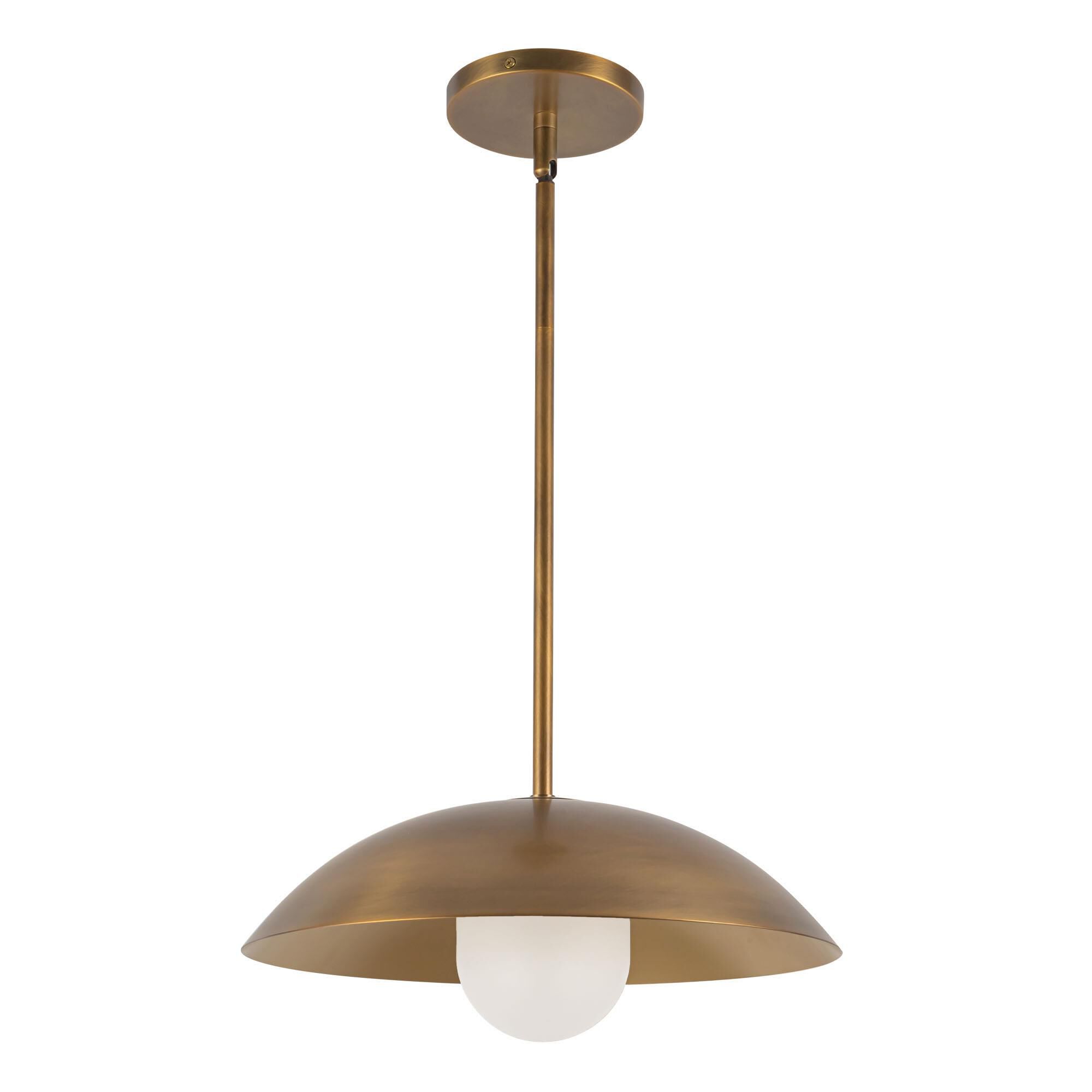 Shown in Vintage Brass finish and Matte Opal glass