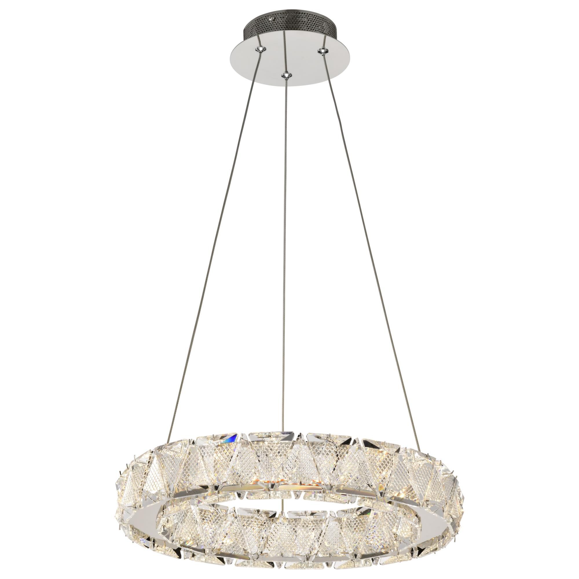 Shown in Polished Nickel finish and Clear K9 Crystal glass