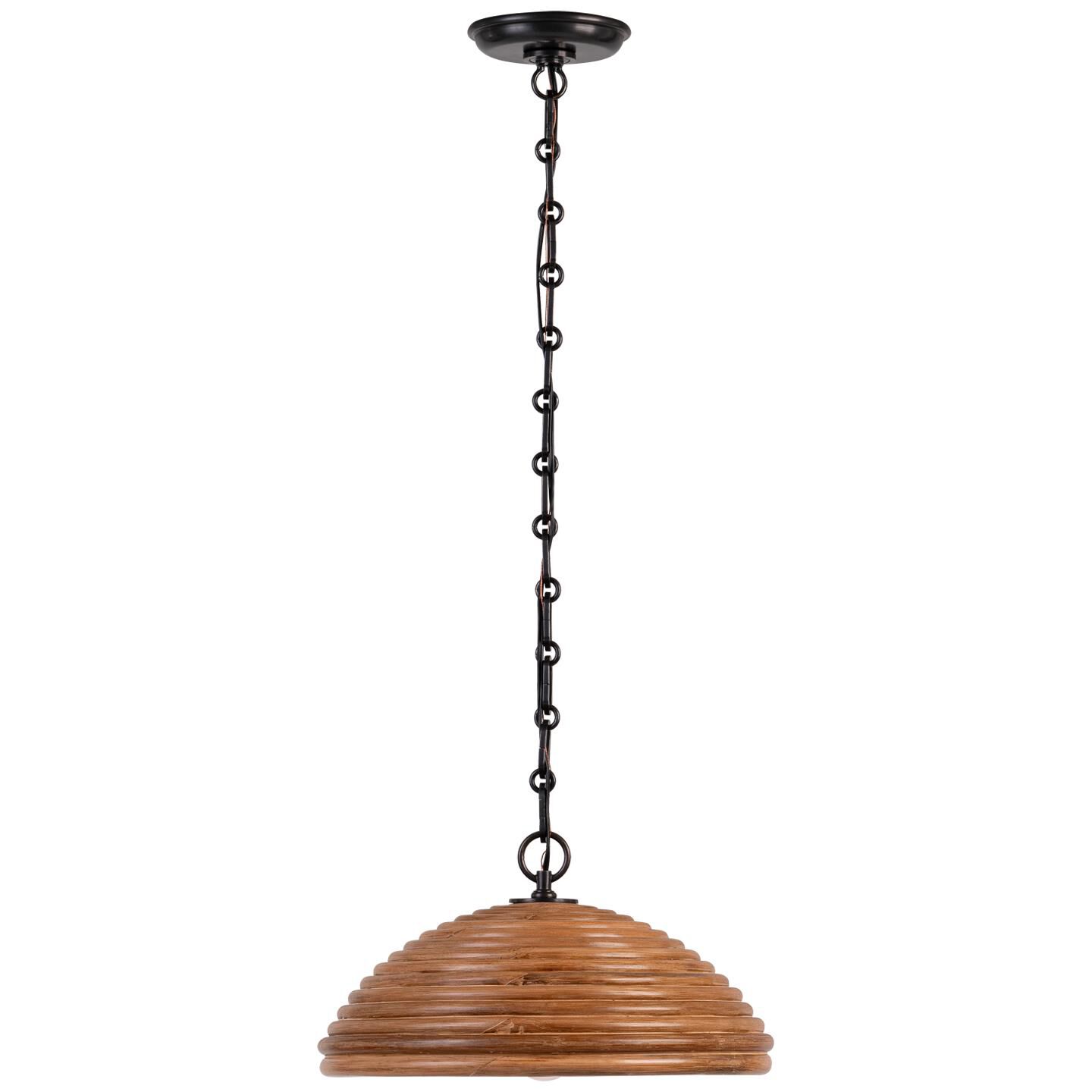 Shown in Bronze finish and Natural Rattan shade