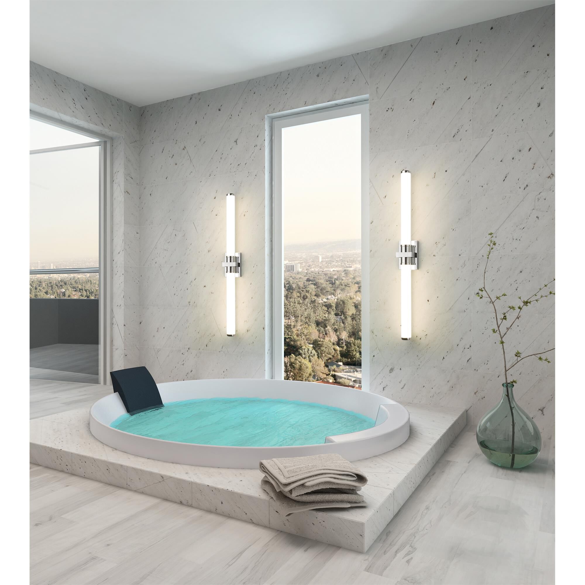 Shown in Chrome finish and Opal White glass and Opal White shade