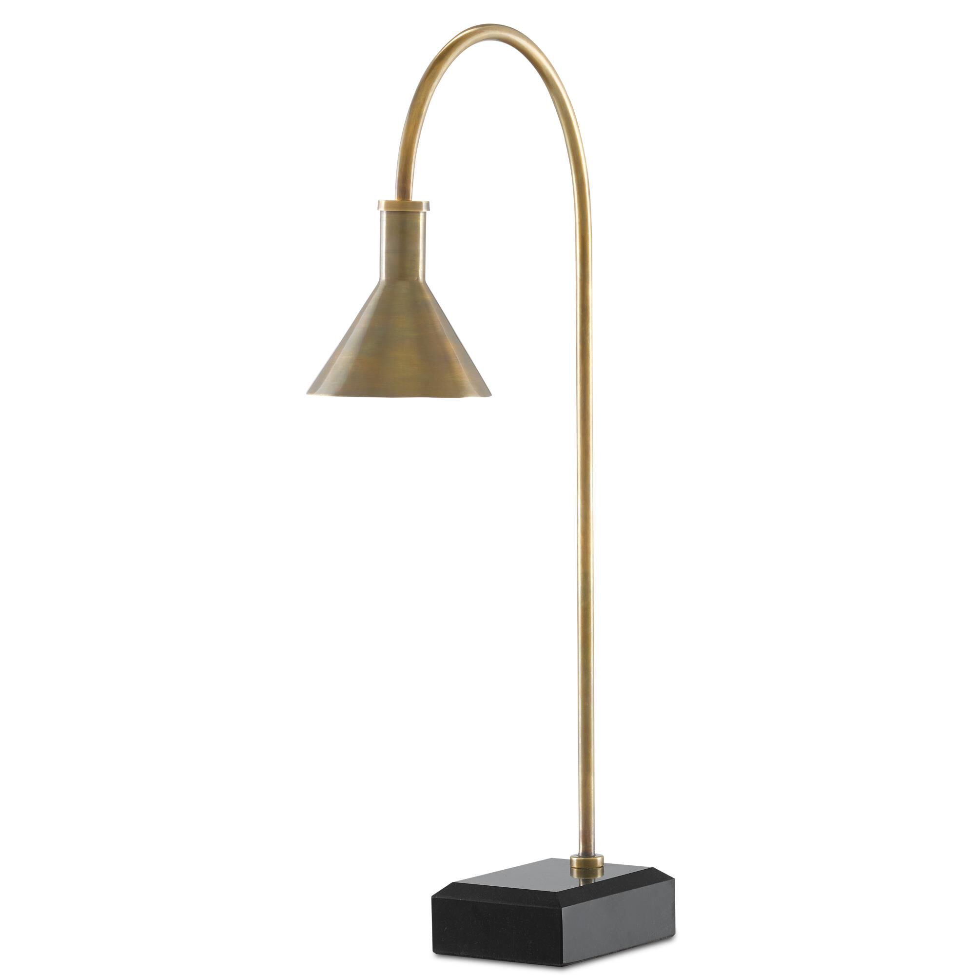 Shown in Vintage Brass/Black finish and Vintage Brass shade