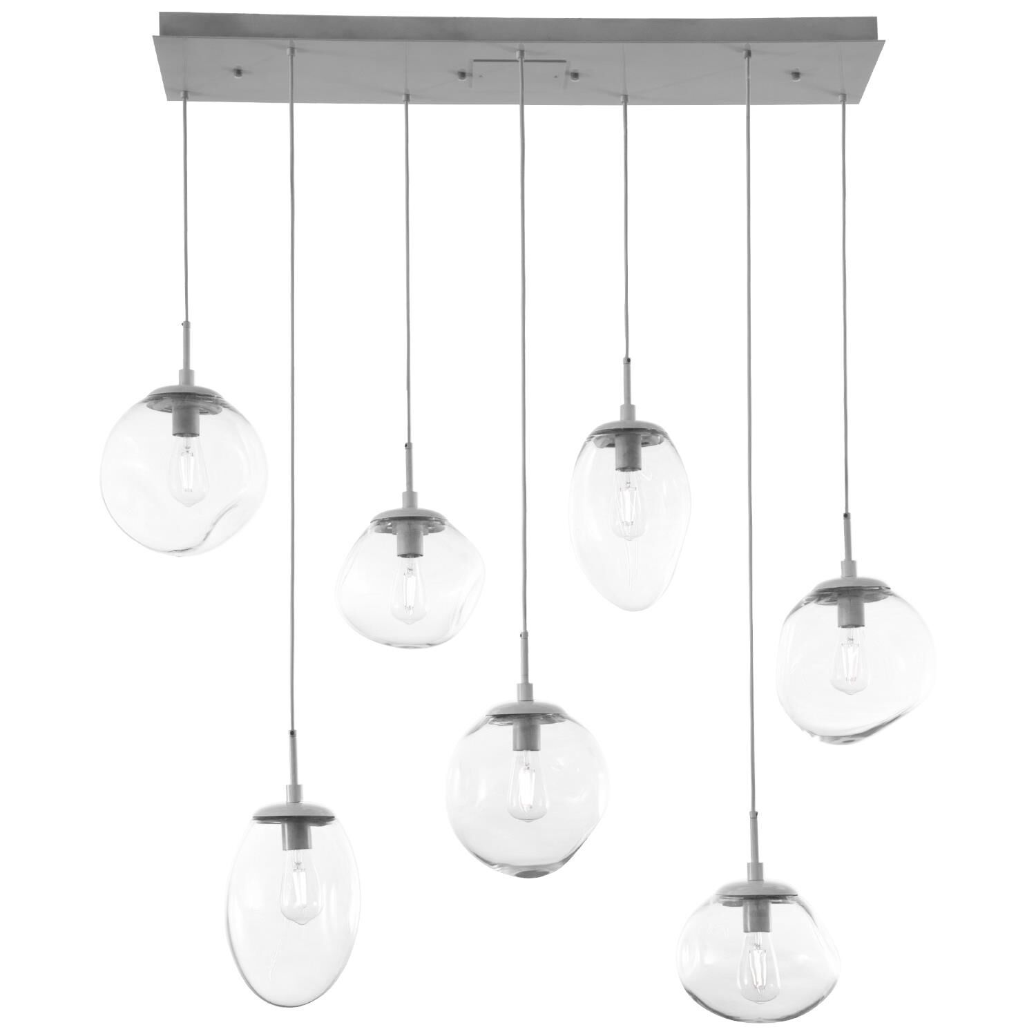 Shown in Metallic Beige Silver finish and Blown Clear glass