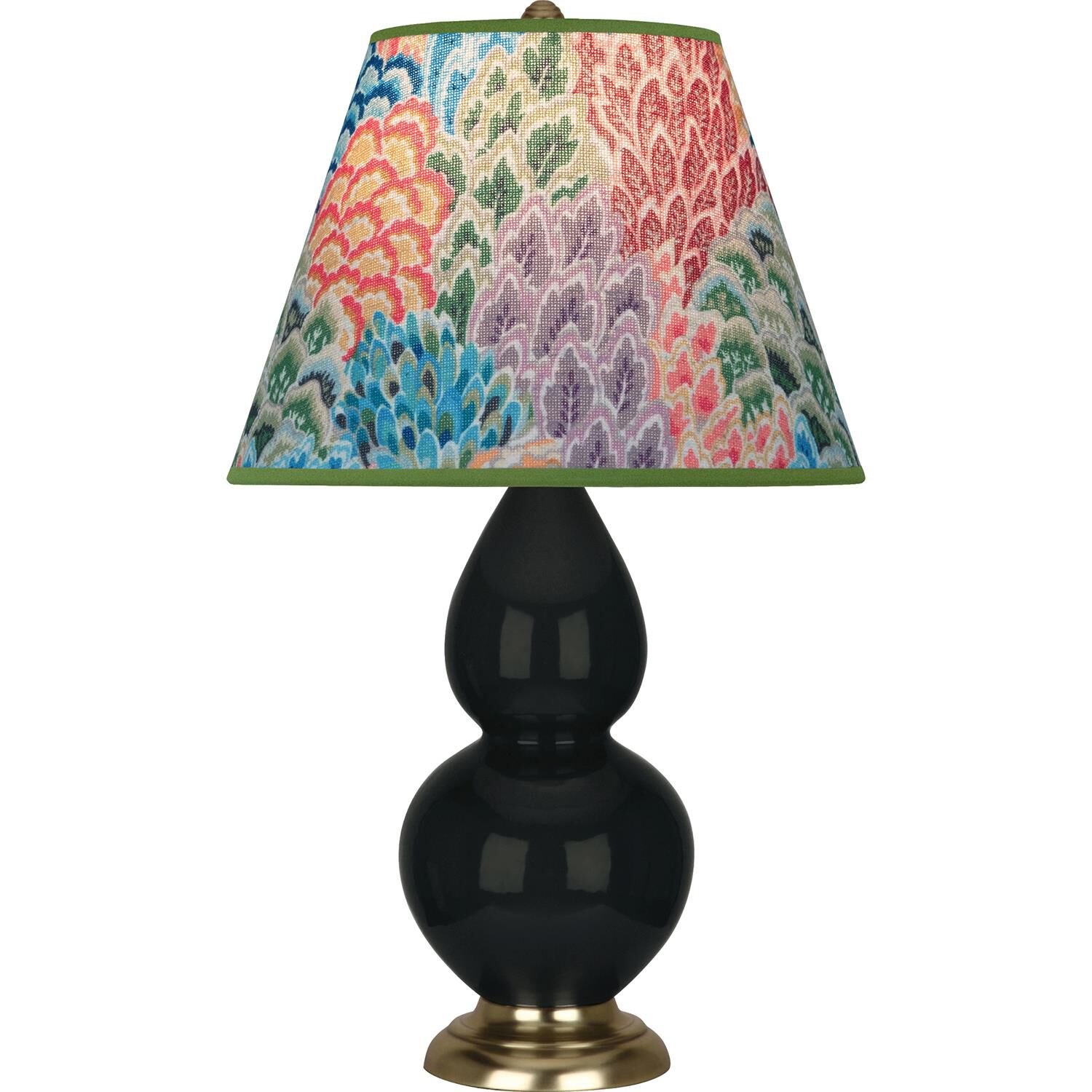 Shown in Obsidian finish and Multicolor shade and Antique Natural Brass accent