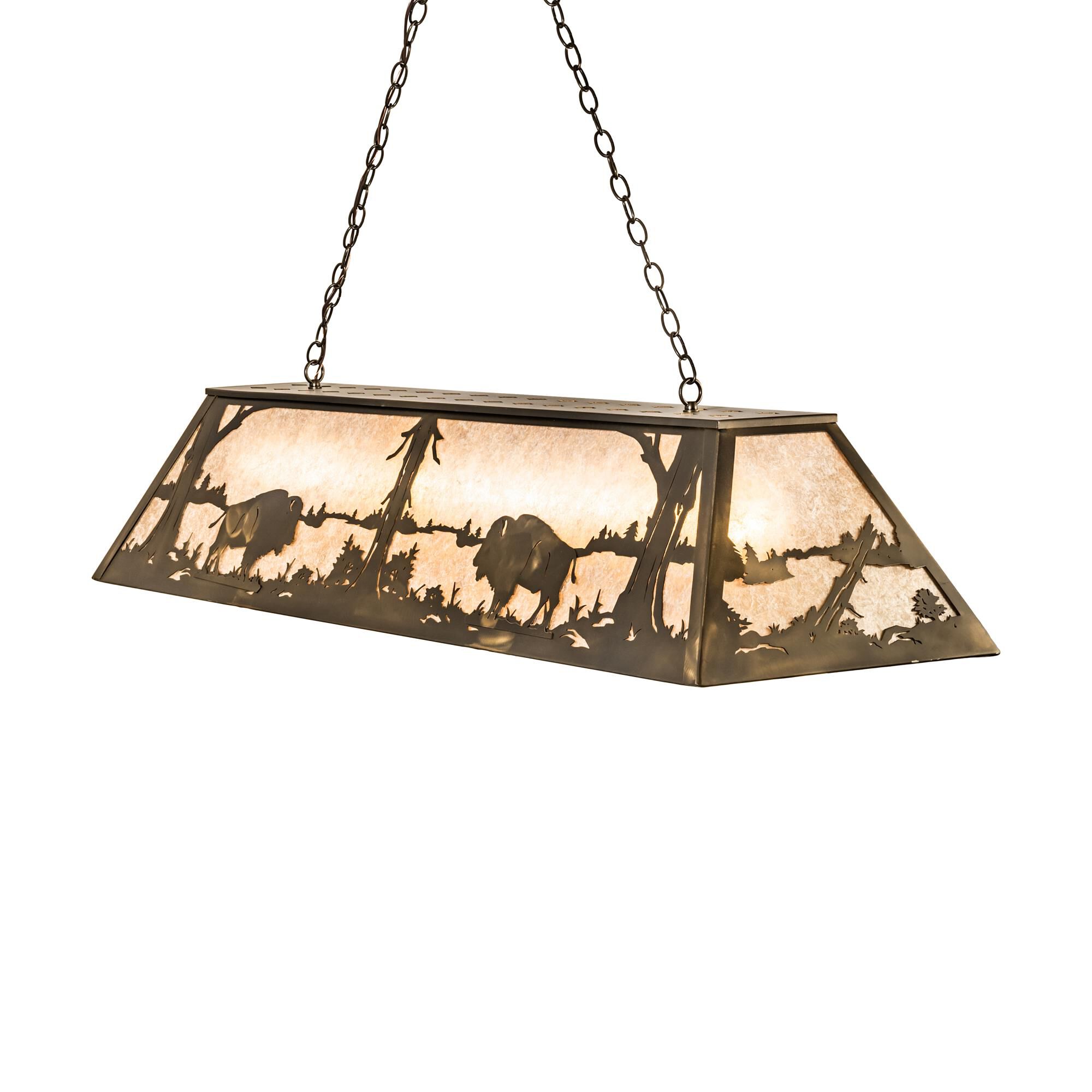 Shown in Antique Copper Finish finish and Silver Mica glass
