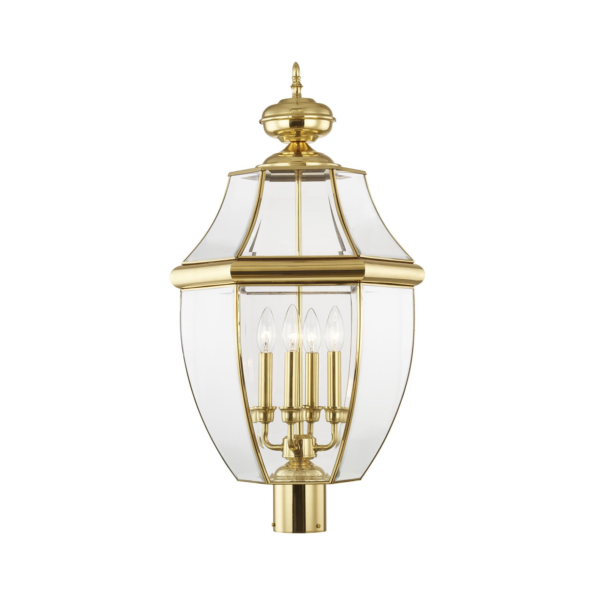 Shown in Polished Brass finish and Clear Beveled glass