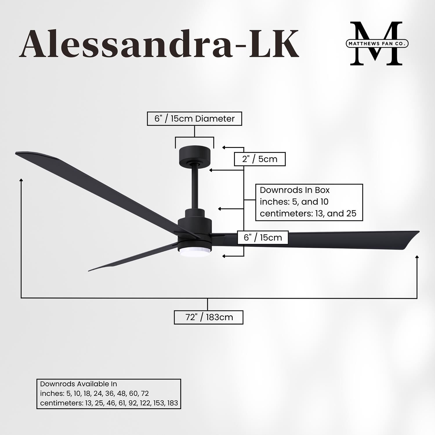 Alessandra 72 Inch Ceiling Fan by Matthews Fan Company