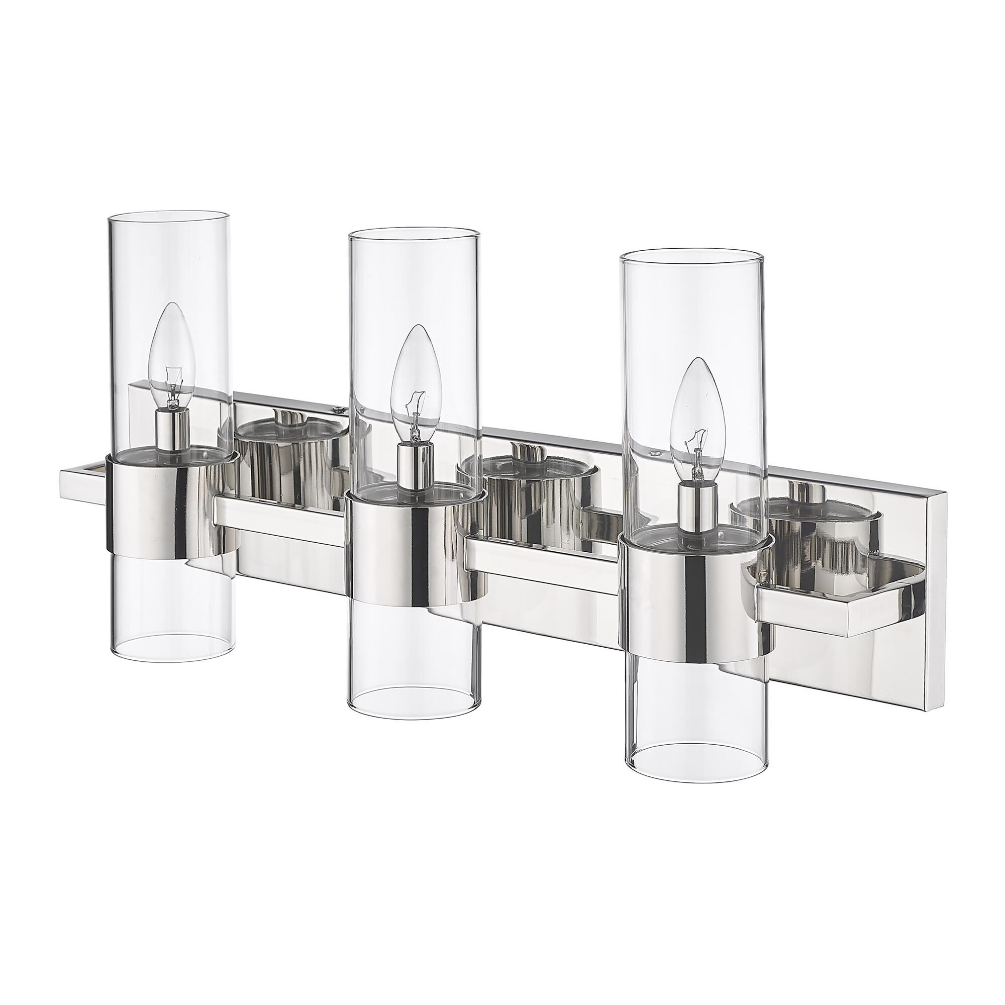 Shown in Polished Nickel finish and Clear glass