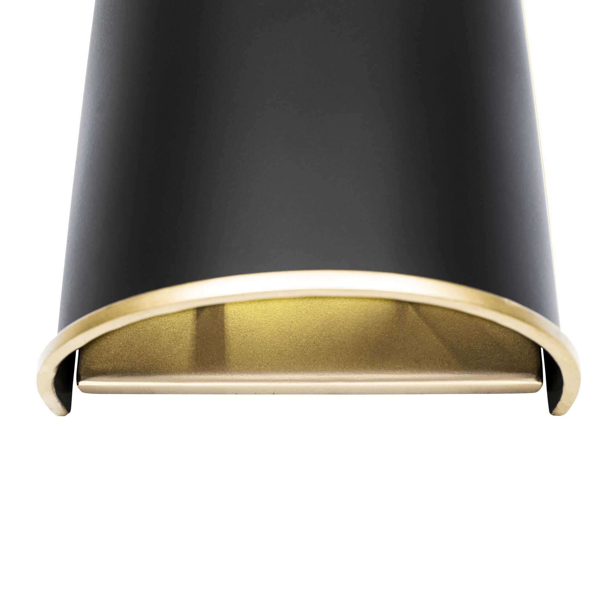 Shown in Matte Black and French Gold finish and Matte Black and French Gold Steel shade