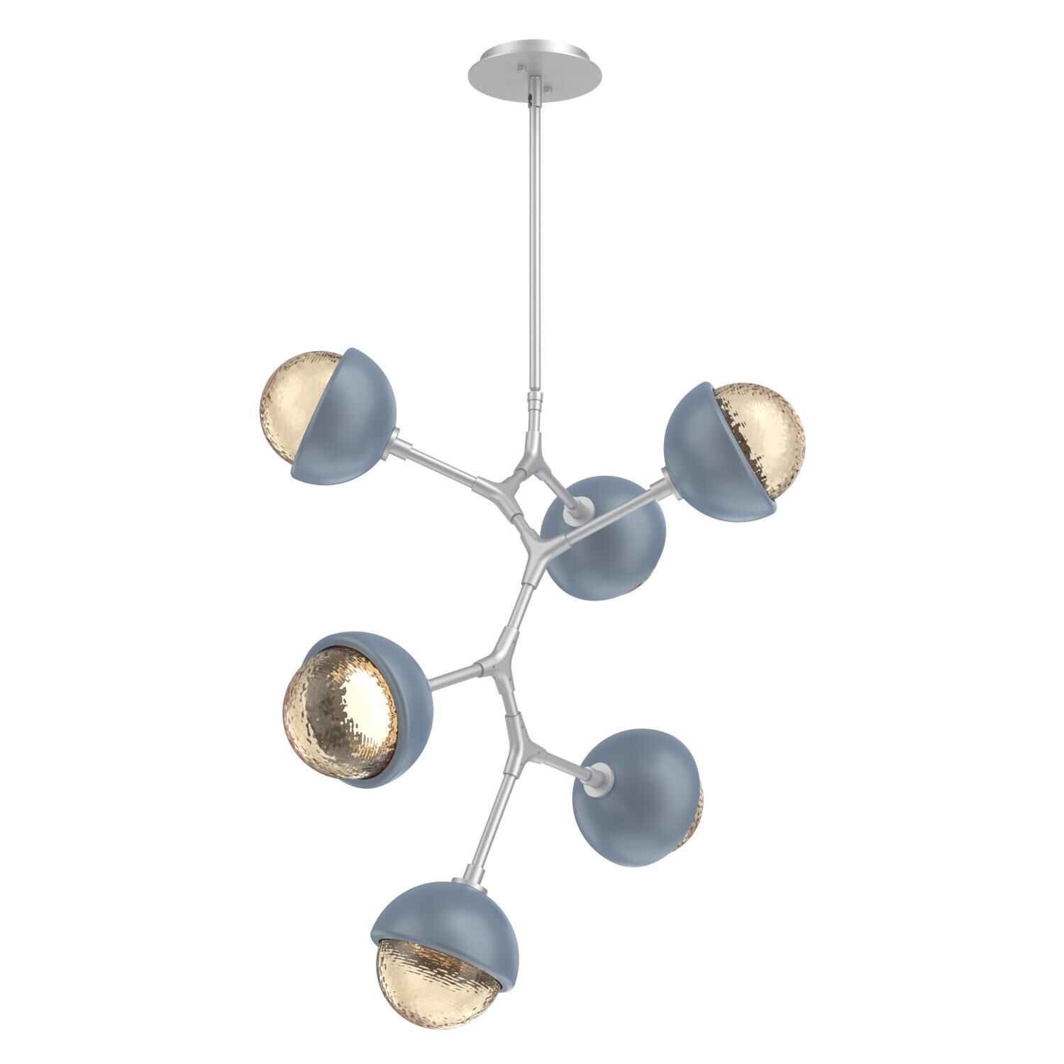 Shown in Classic Silver finish and Amber glass and Poppy Blue accent
