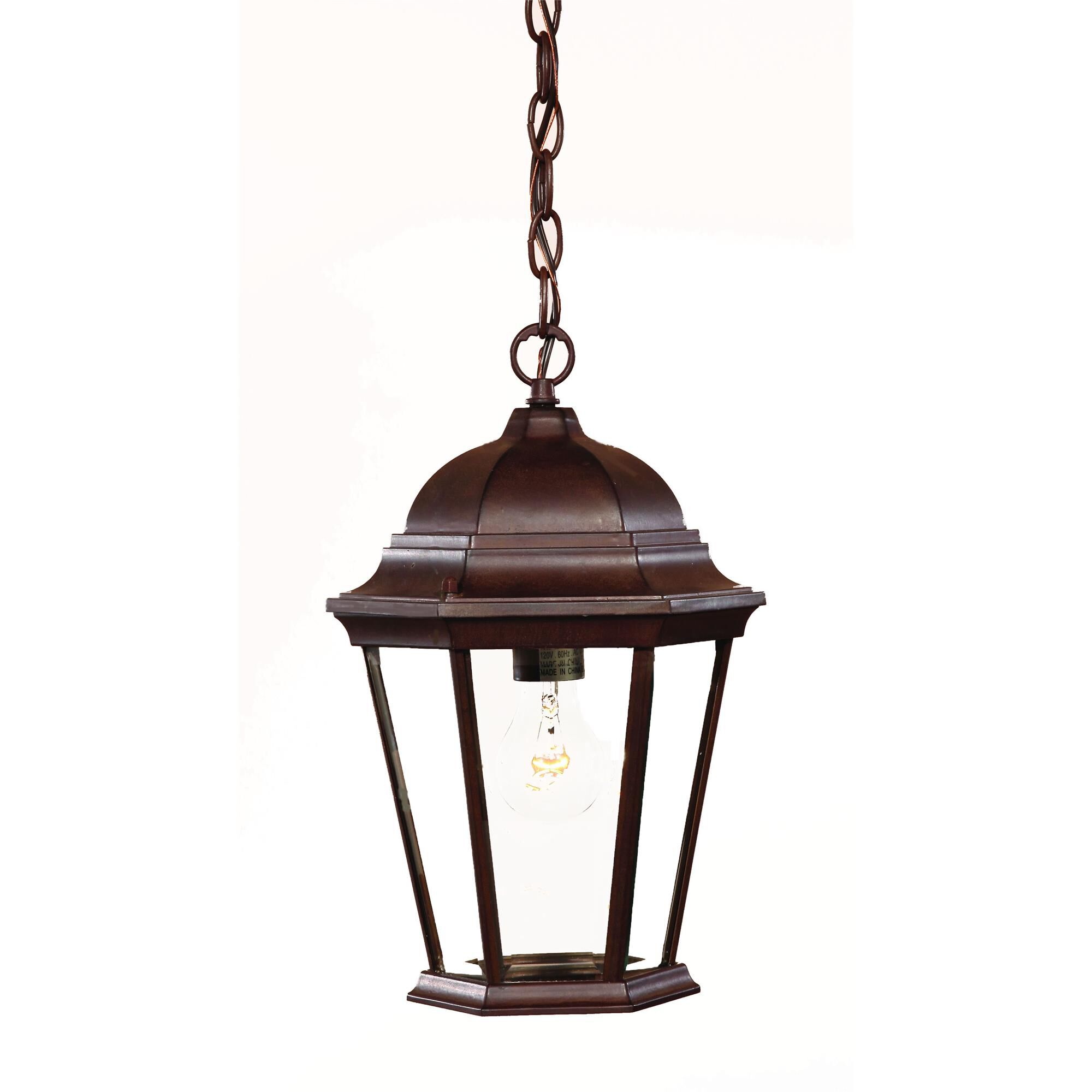 Shown in Burled Walnut finish and Clear glass and Clear Beveled Glass Panes shade