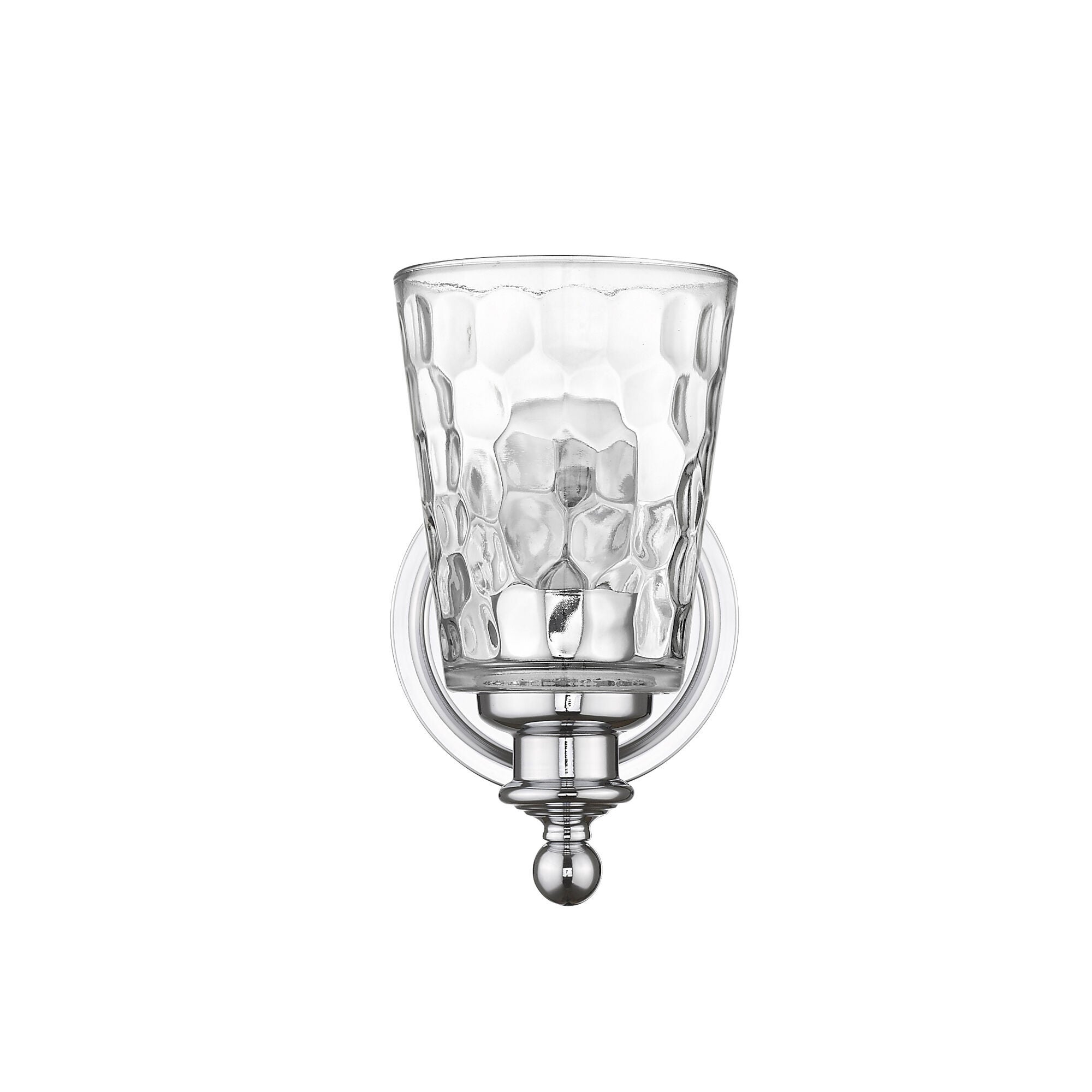 Shown in Chrome finish and Clear glass and Clear, Optic Cone Shaped Glass shade