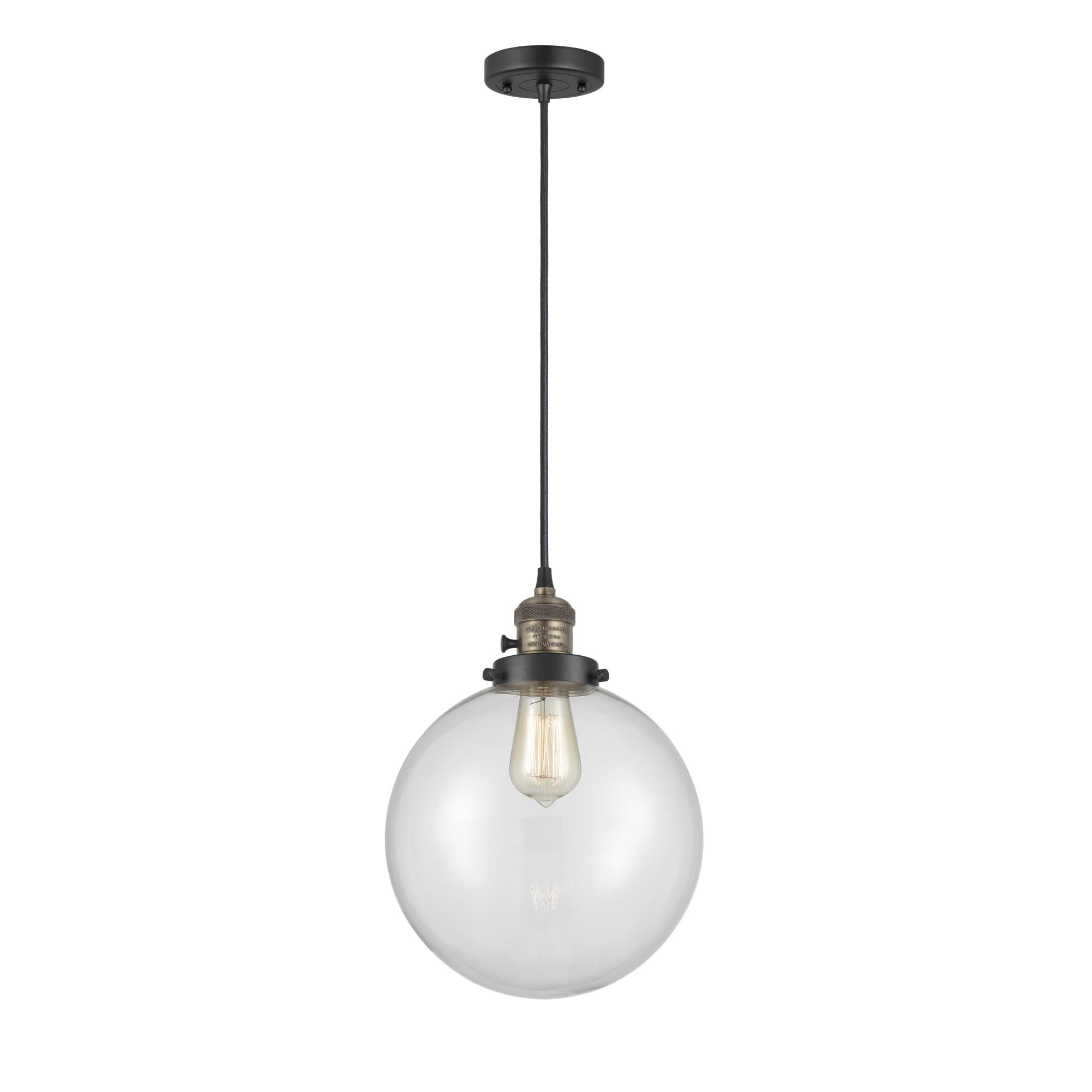 Shown in Black Antique Brass finish and Clear glass