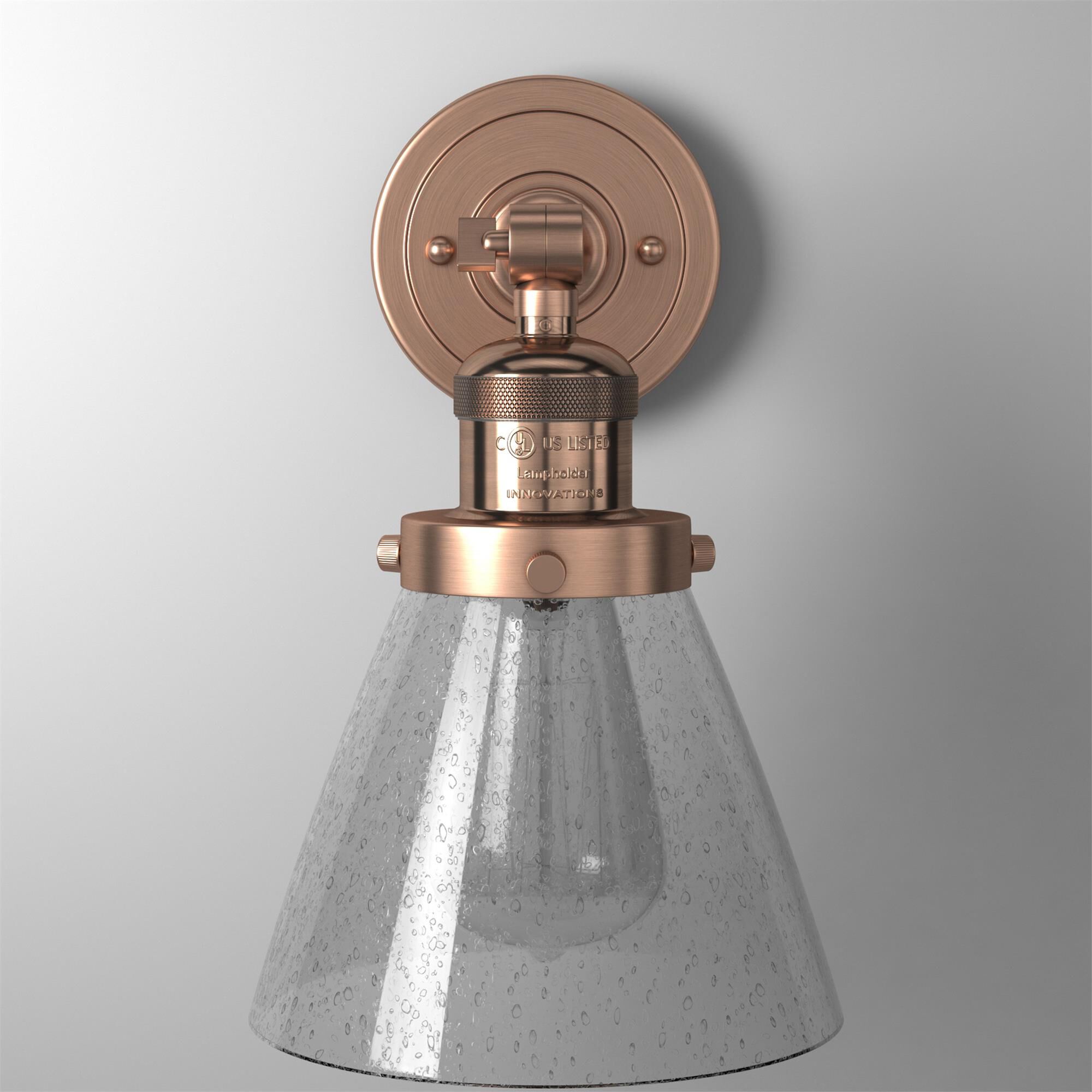 Shown in Antique Copper finish and Seedy glass