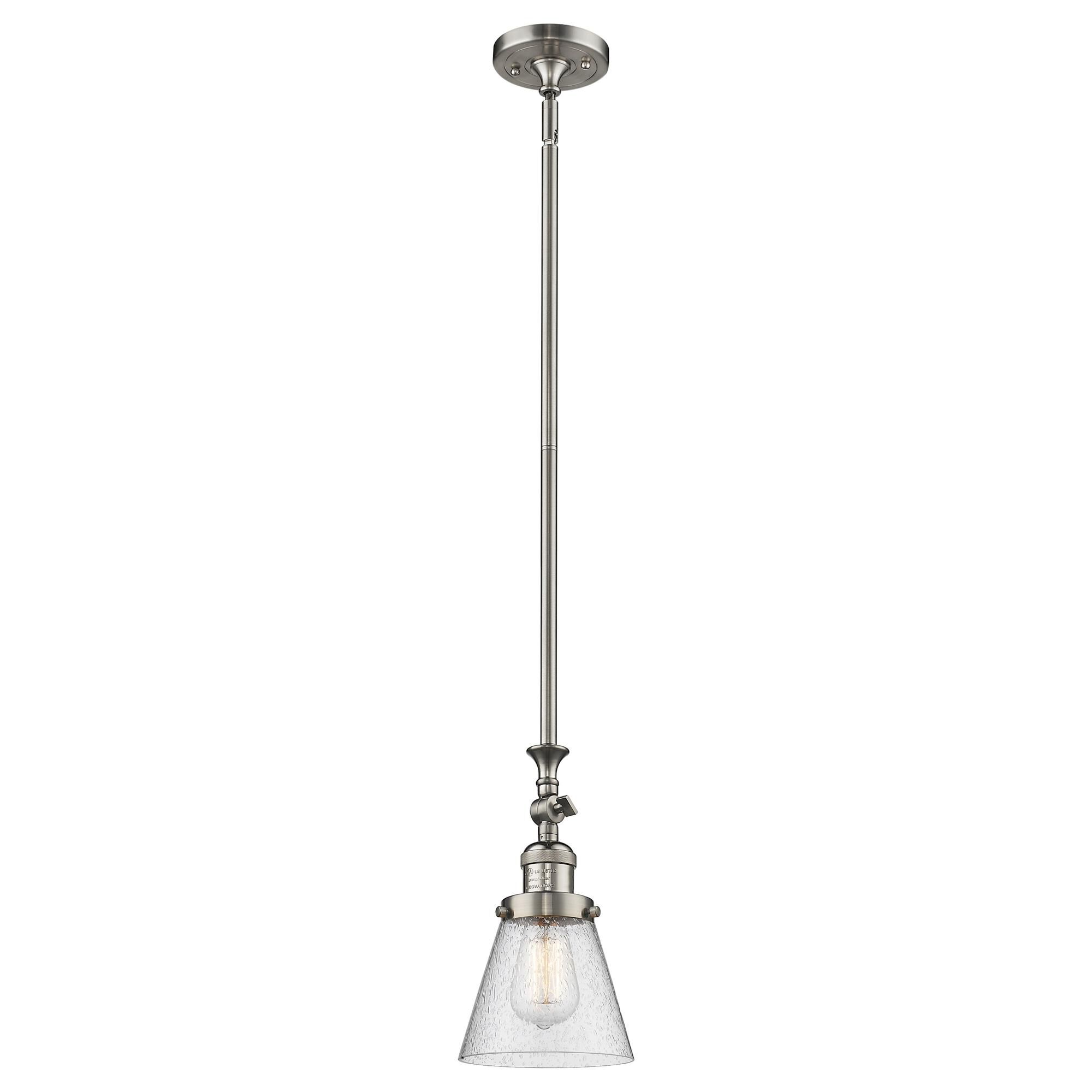 Shown in Brushed Satin Nickel finish and Seedy glass