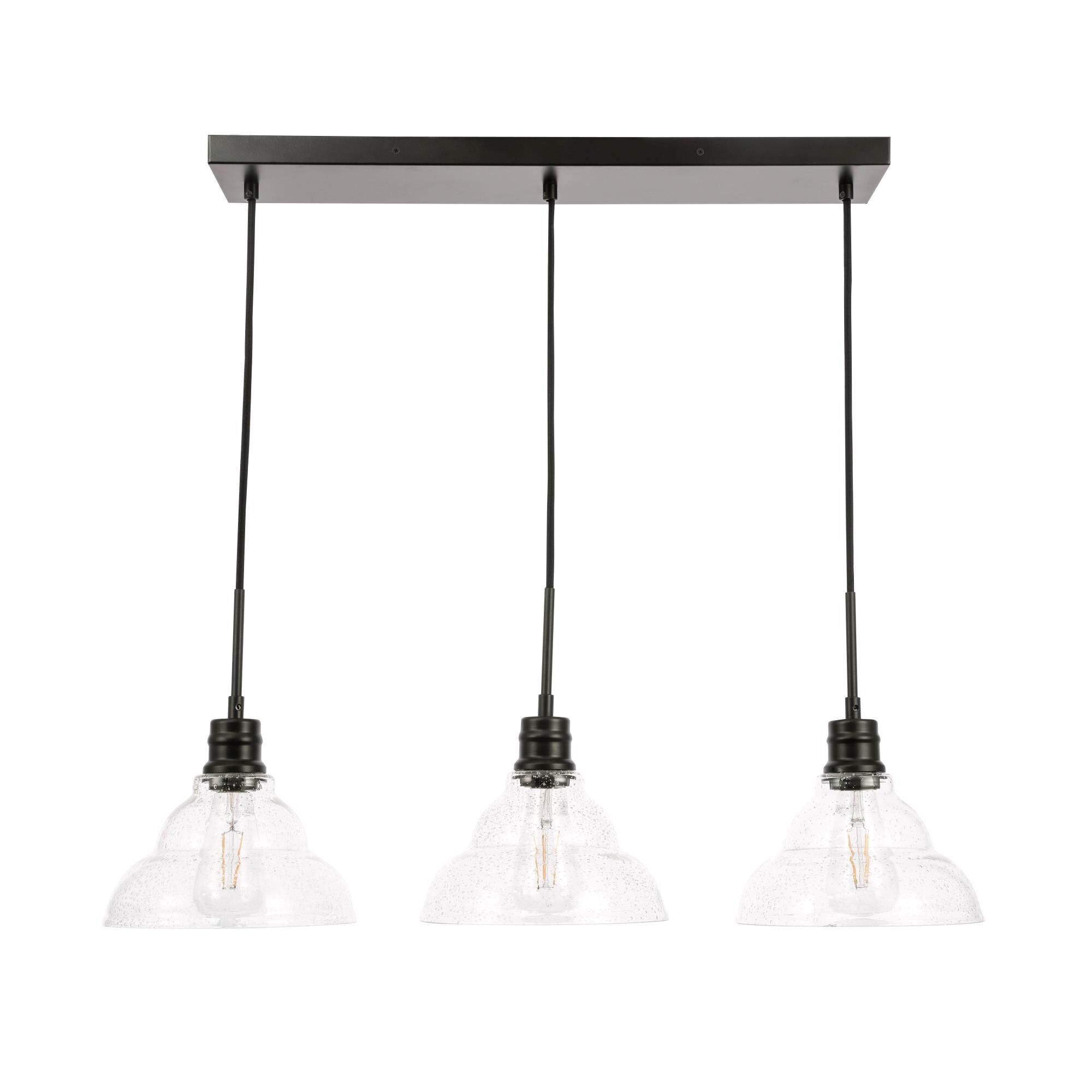 Shown in Black finish and Clear Bubble  glass