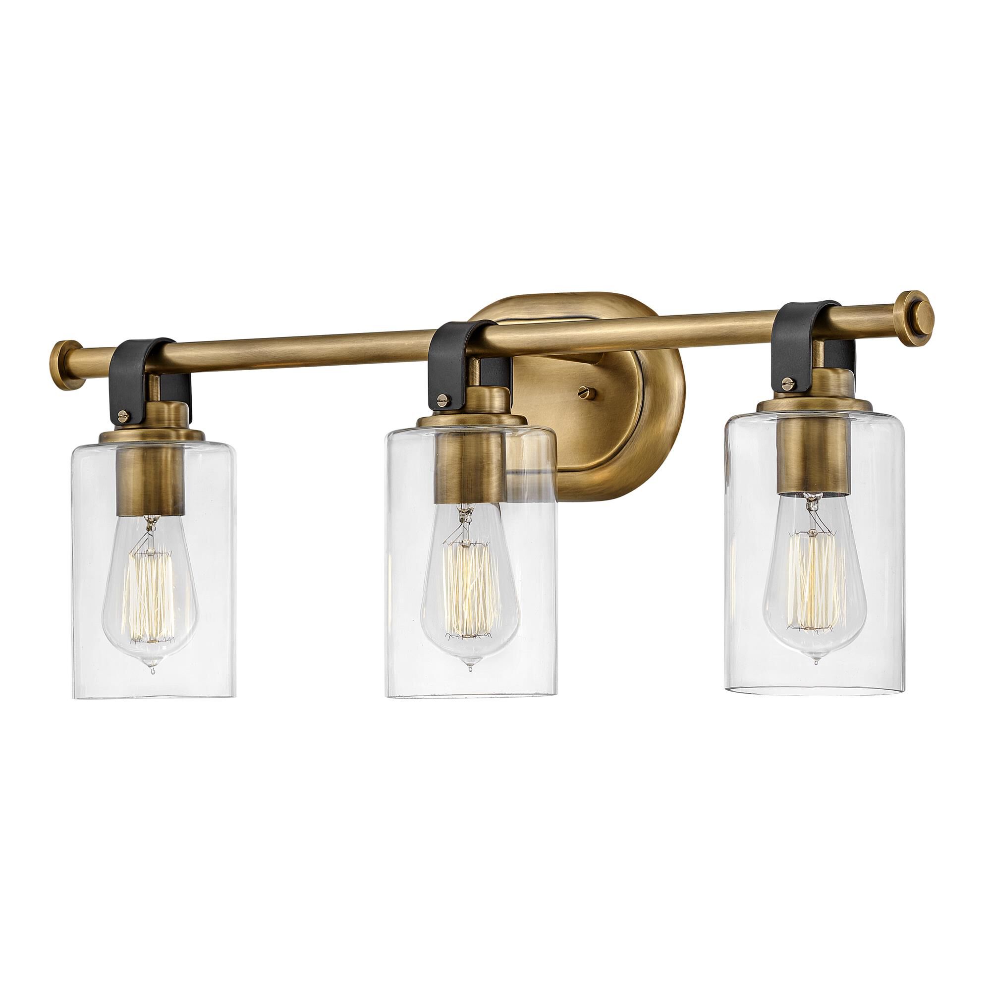 Shown in Heritage Brass finish and Clear glass