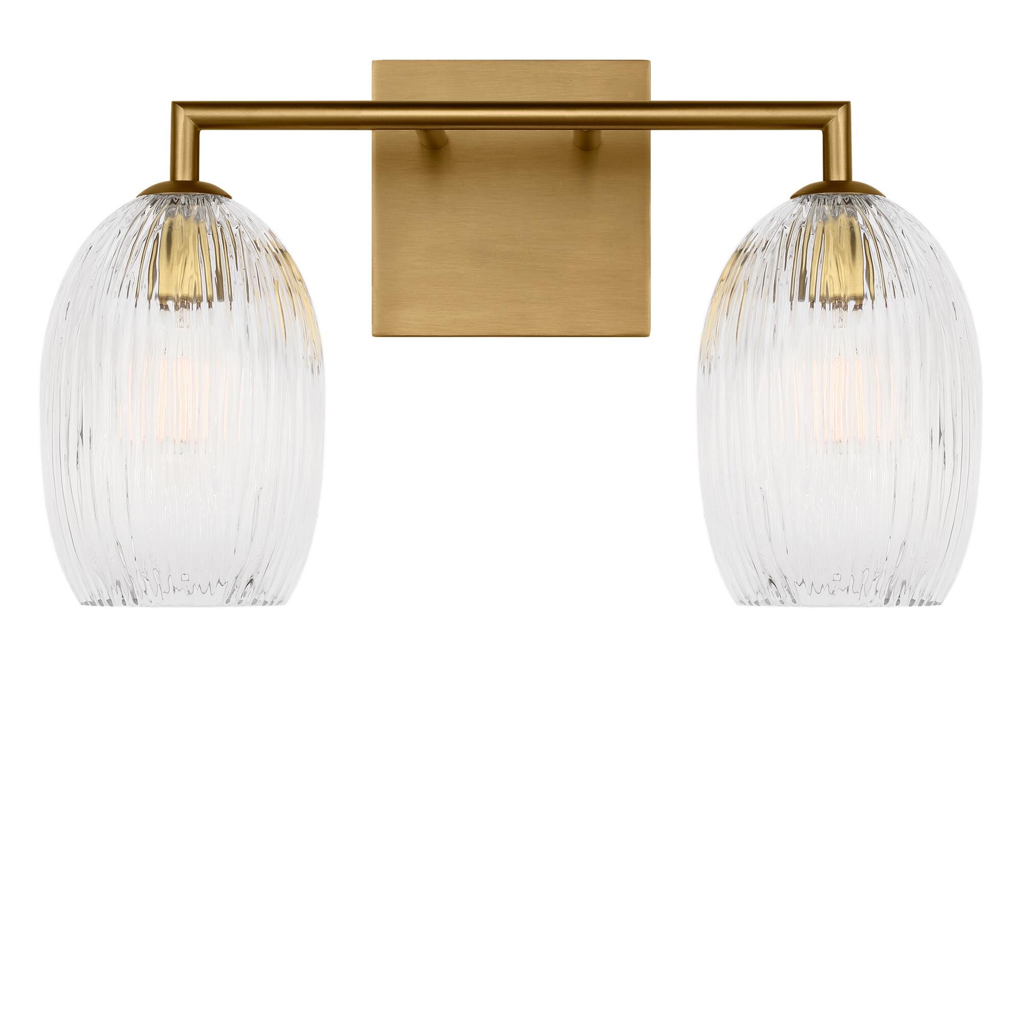Shown in Burnished Brass finish and Striped Clear glass