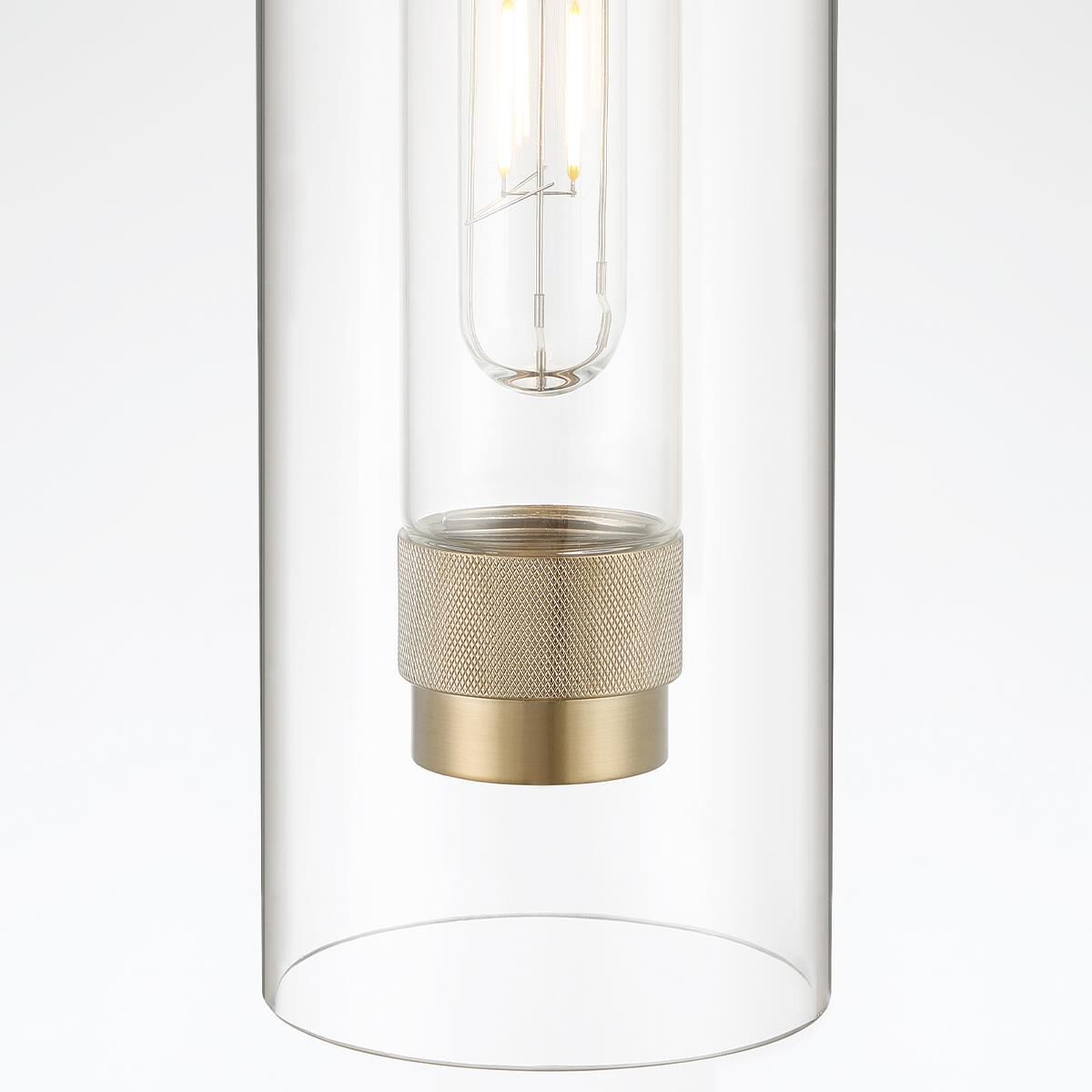 Shown in Brushed Gold finish and Clear glass