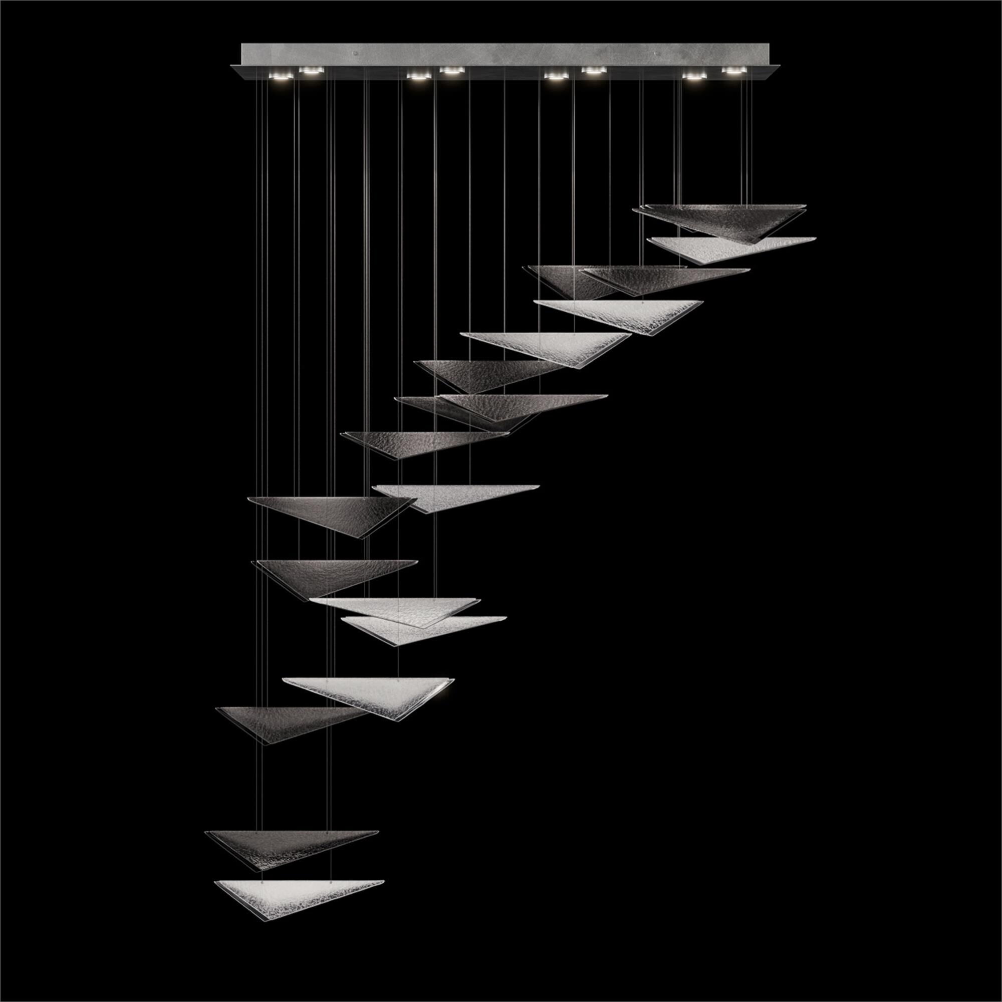 Shown in Silver finish and Smoke Hammered glass