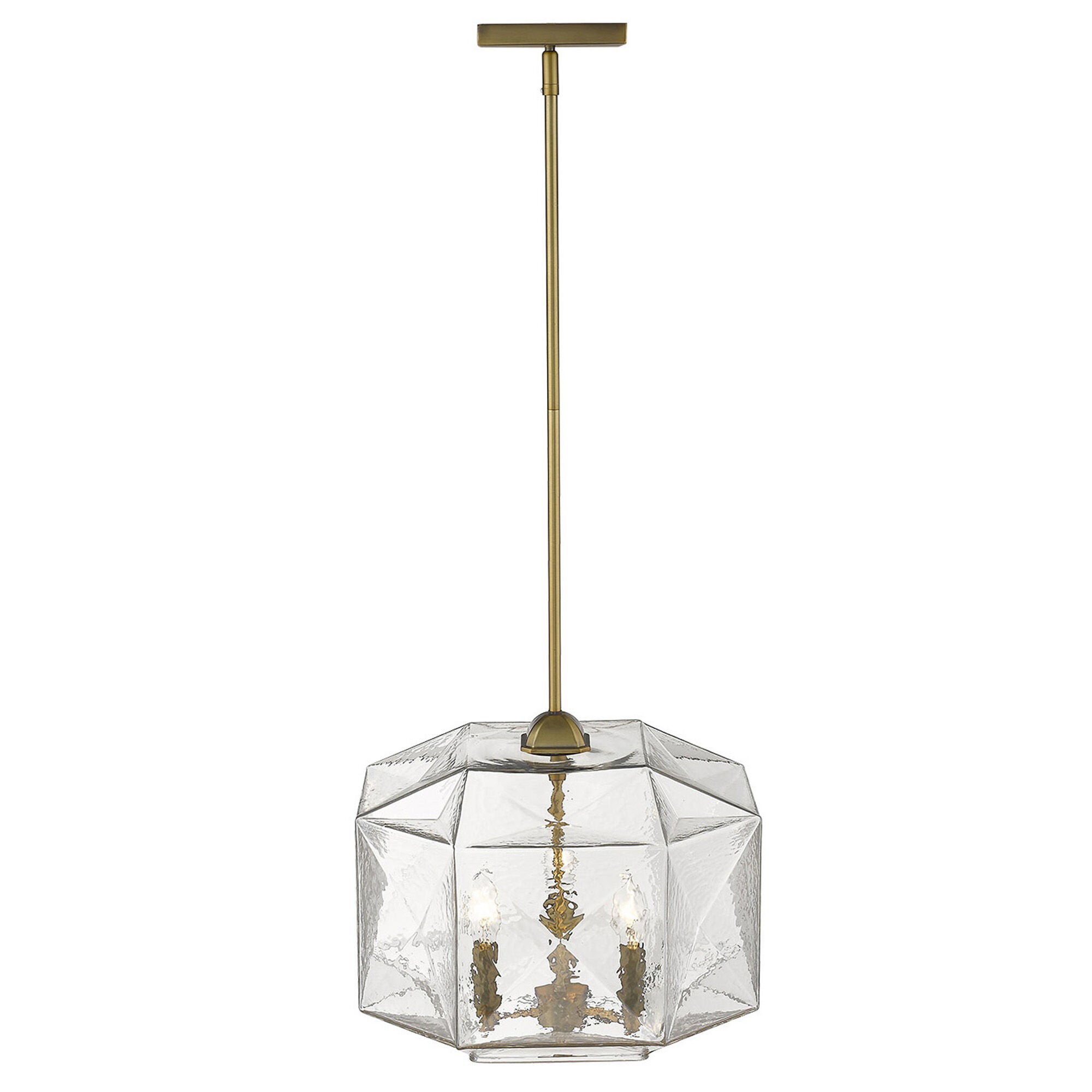 Shown in Brass finish and Clear glass and Clear, Faceted Abstract Glass Globes shade
